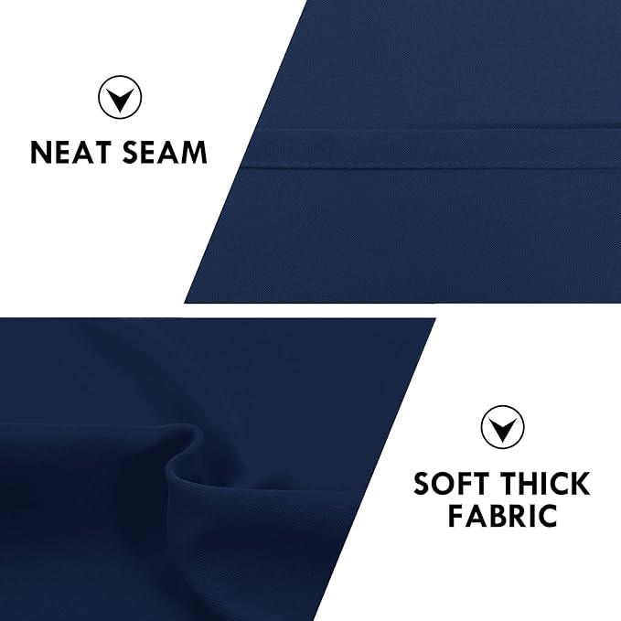 DWCN Navy Blue Blackout Curtains for Bedroom 54 Inches Long 2 Panels Set Window Drapes Thermal Insulated Room Darkening Rod Pocket Curtains for Kids Boys Room (W38 x L54 Inch, Navy Blue)