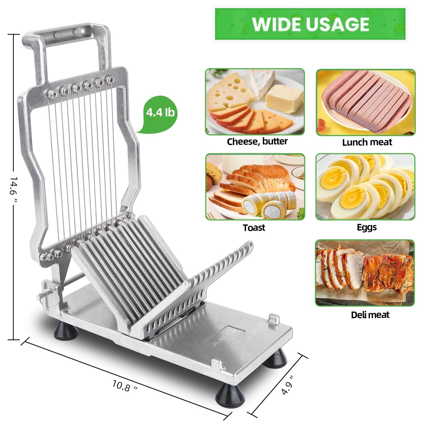 Commercial Cheese Slicer With Wire1 cm & 2 cm Cheese Cutter Butter Cutting Board Machine Aluminum Alloy Commercial Cheese Slicer with 316 Stainless Steel Wire Kitchen Cooking Baking Tool