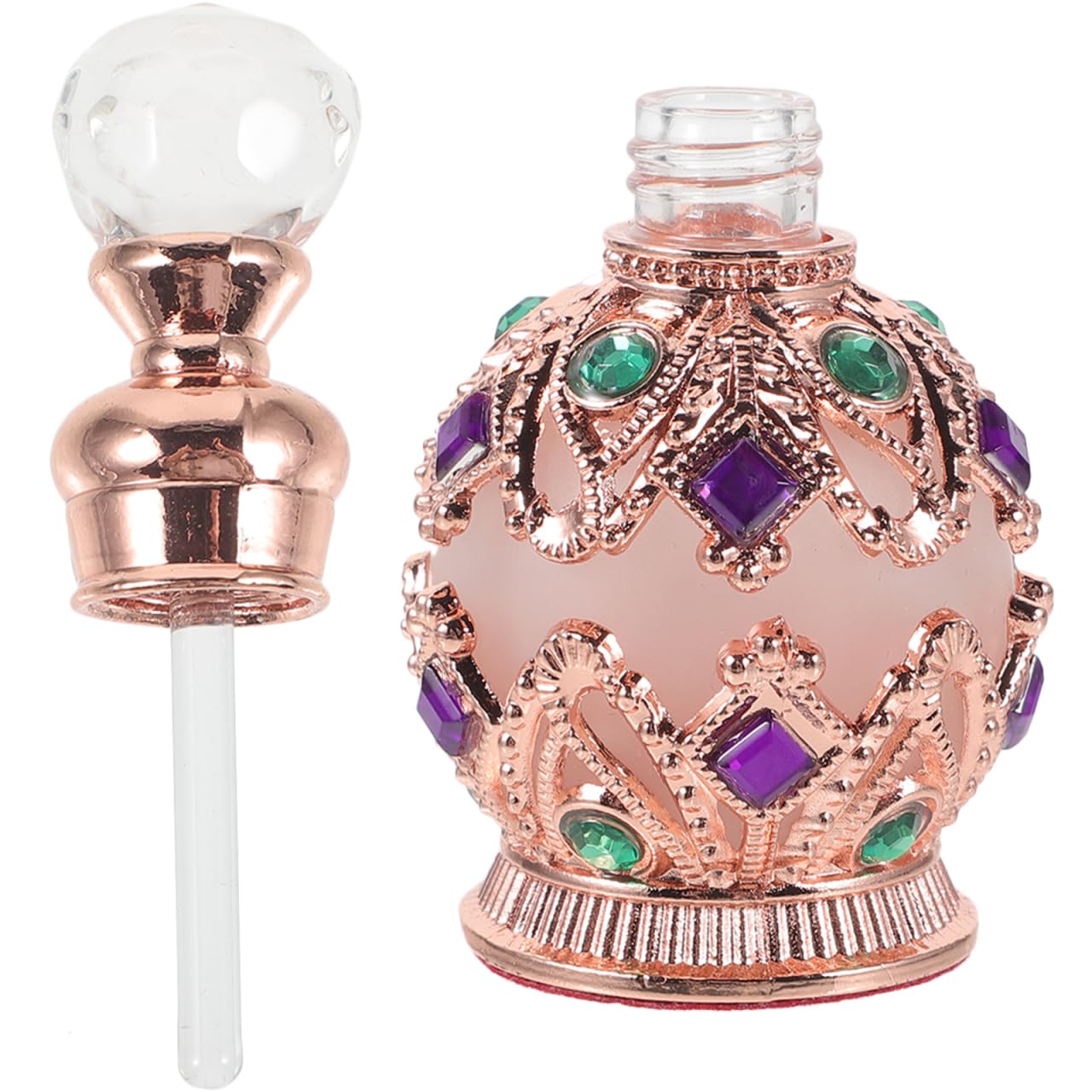 minkissy 15ml Vintage Perfume Bottles Refillable Travel Glass Dropper Bottle Empty Mini Leakproof Oil Container for Essential Oils Fragrance Purple