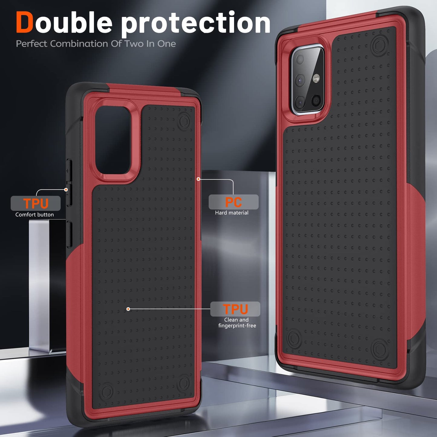 TORRTOWAY Designed for Samsung Galaxy A71 5G Case 2 in 1 Gift Militay Grade Drop Protective Rugged Heavy Duty Cover Shockproof Case for Galaxy A71 5G Phone Case for Women Men boy Girl (Red+Black)