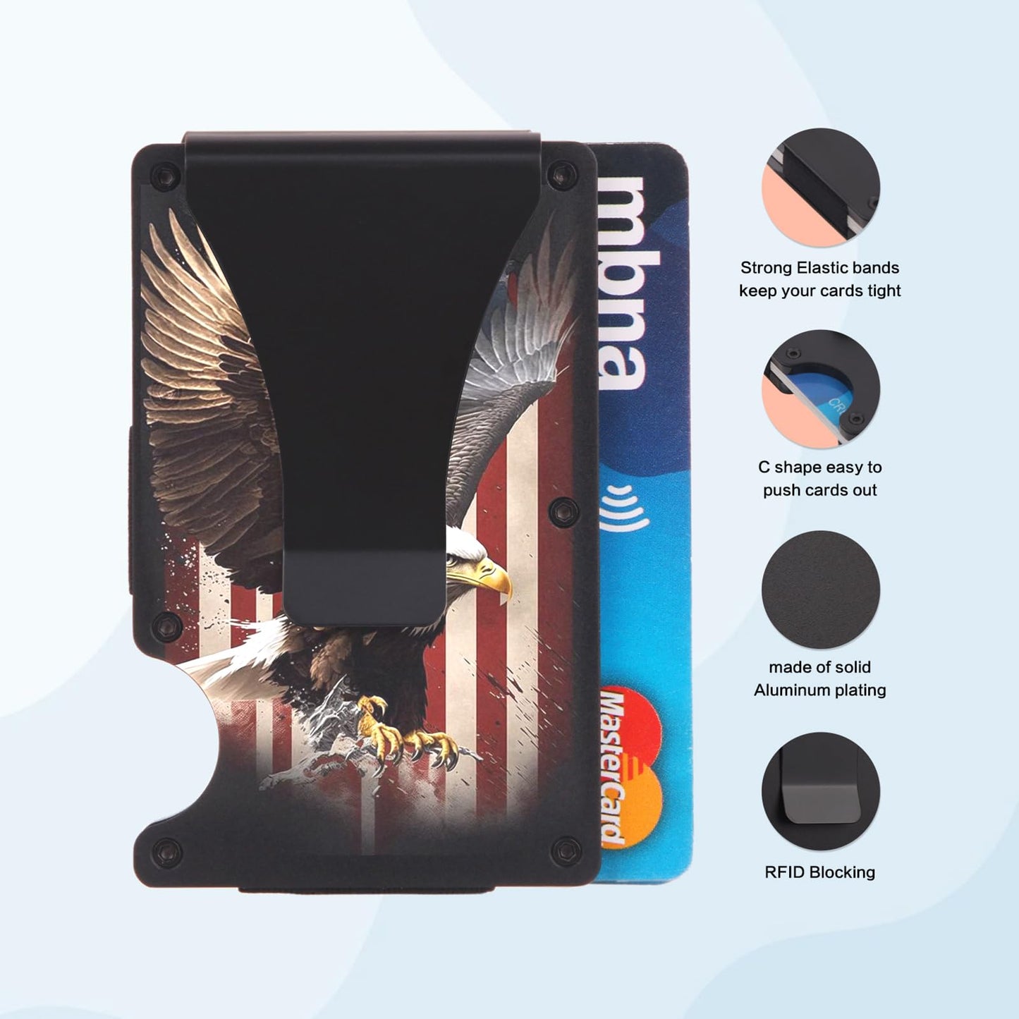TZYTHT Flag Wallet for Men Minimalist Personalized Engraved Metal Wallet Slim Wallet Gifts for Soldiers Veteran Patriots (Flag 1)