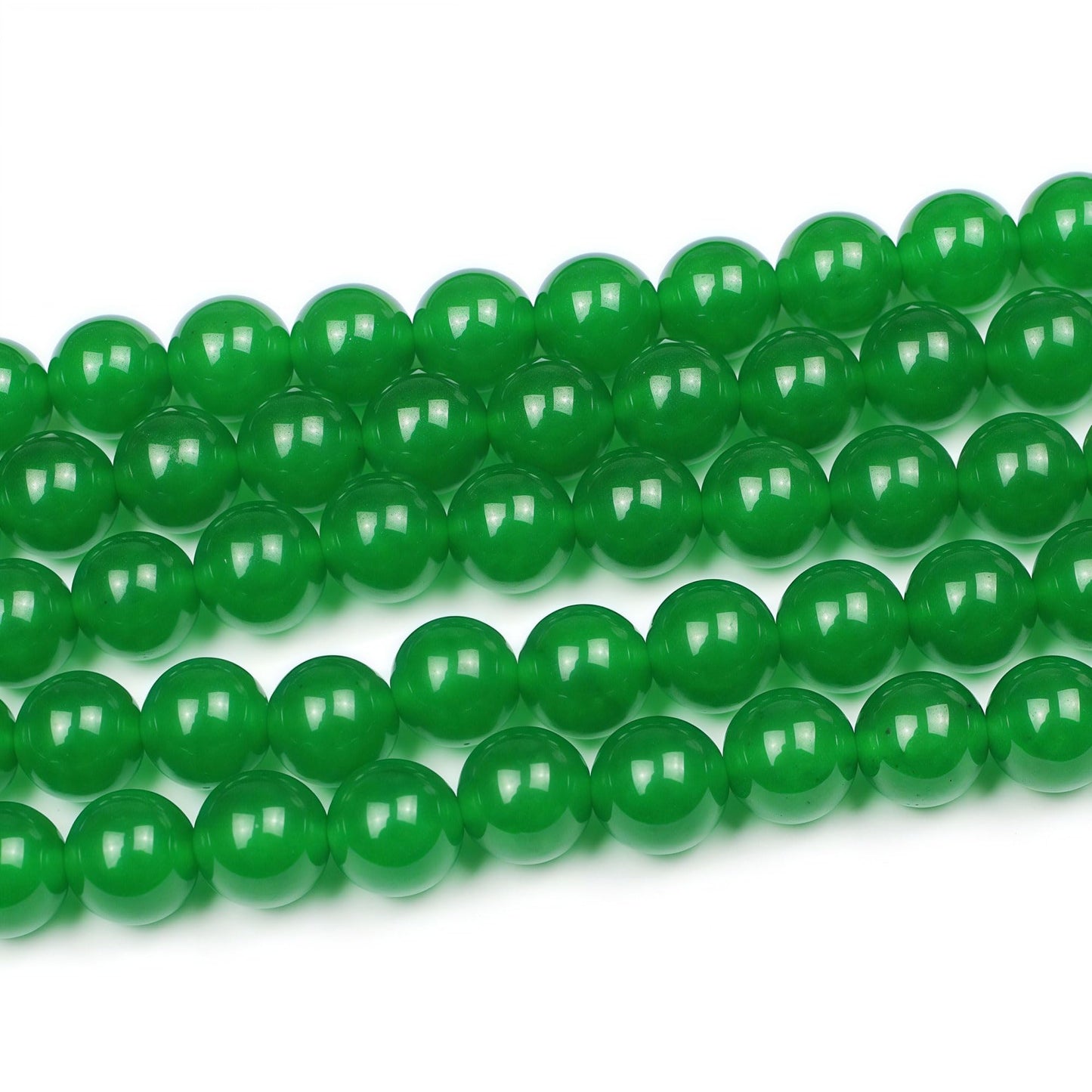 MJDCB Natural Green Jade Round Loose Beads for Jewelry Making DIY Bracelet Necklace (10mm)