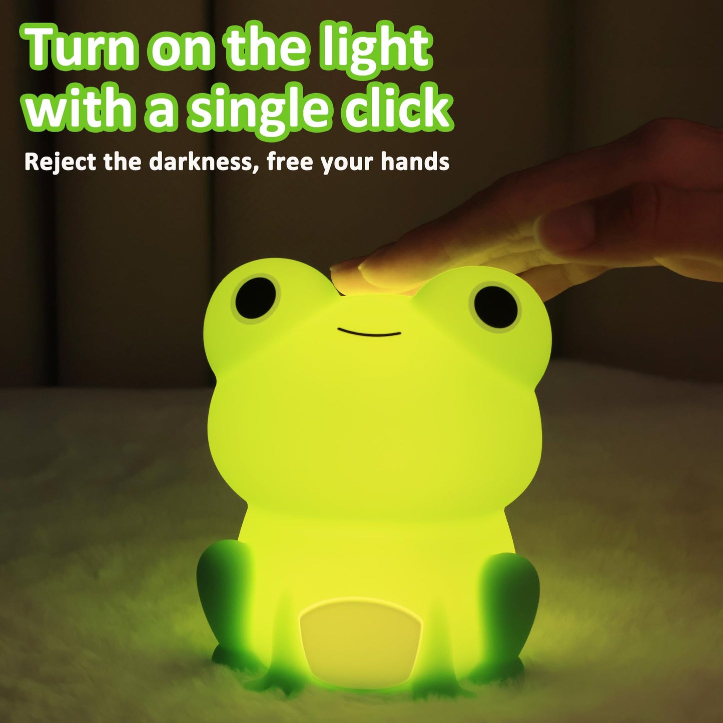 OkiyiD Frog Night Light for Nursery, Rechargeable Dimmable Bedside Lamp with Touch Control(ABS+SIL), Portable Kids Gift for Girls, Boys, Babies