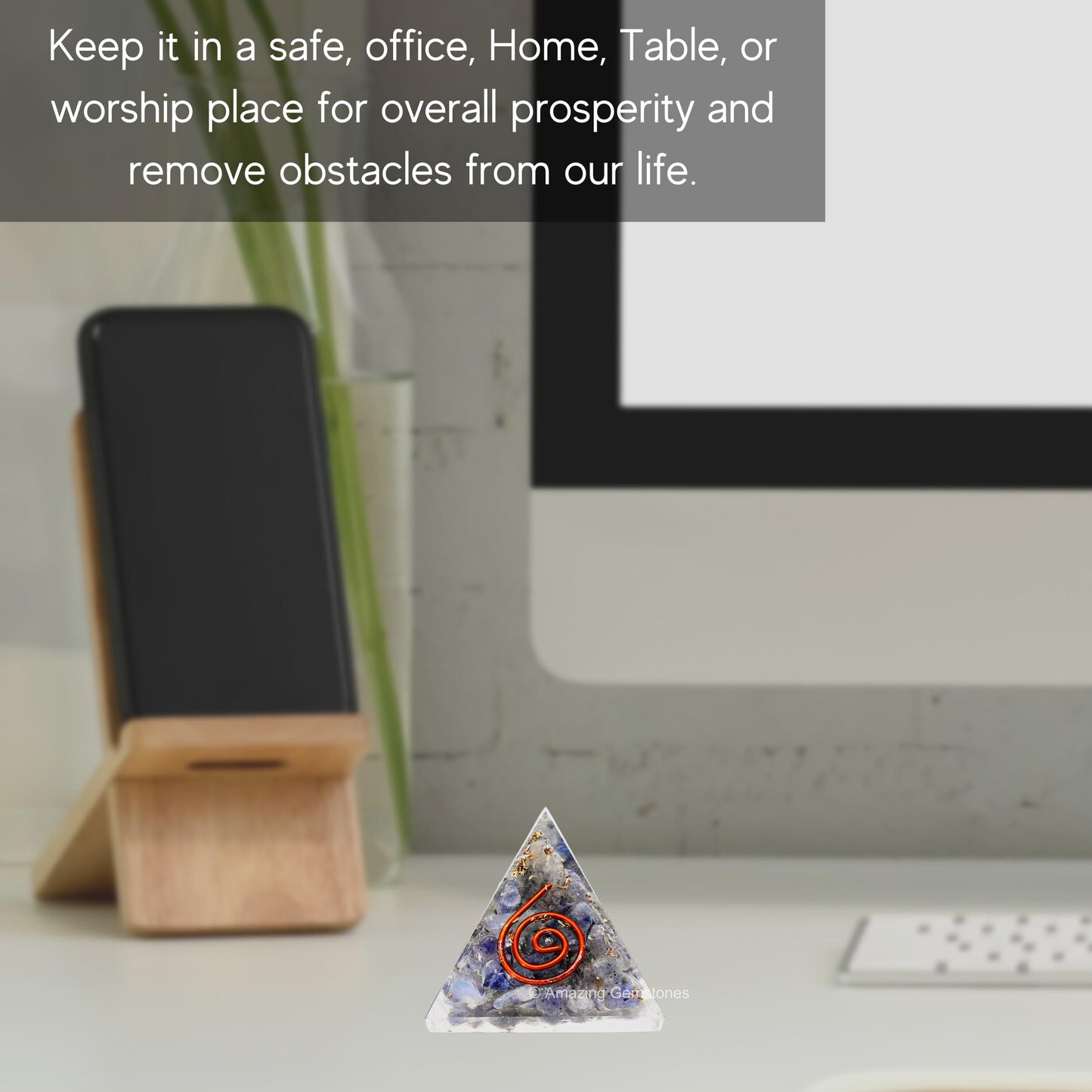 Amazing Gemstone Iolite Orgone Pyramid - 30mm Small Orgonite Pyramids with Crystals and Healing Stones - Authentic Organite Gifts