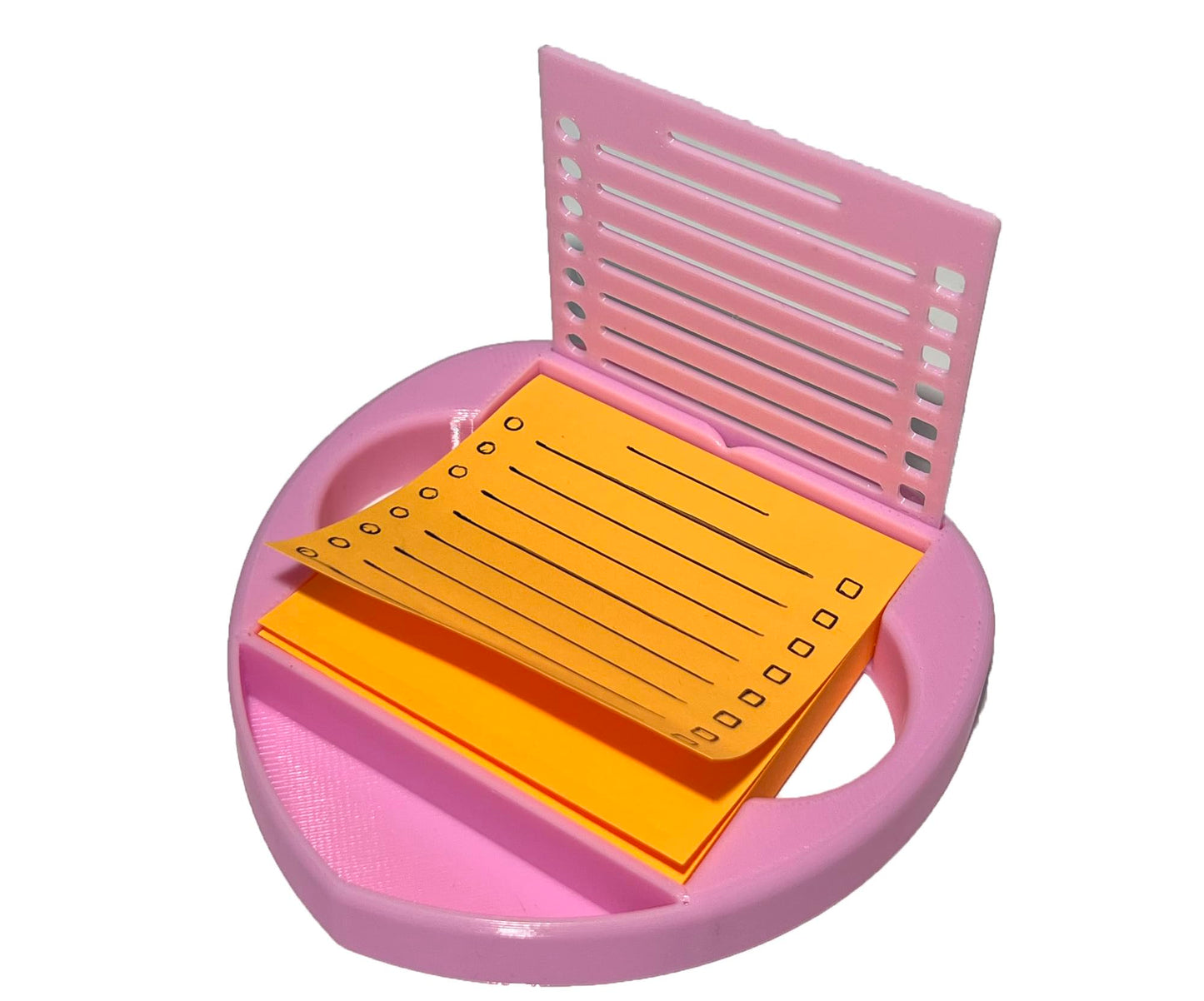 Heart Sticky Note Holder with Stencil Pink, Sticky Note Dispenser Compatible with Post-It Note, Post Note Organizer 3x3 Self Stick Note Pads Office Desk Accessories Gift Idea School Office Supplies