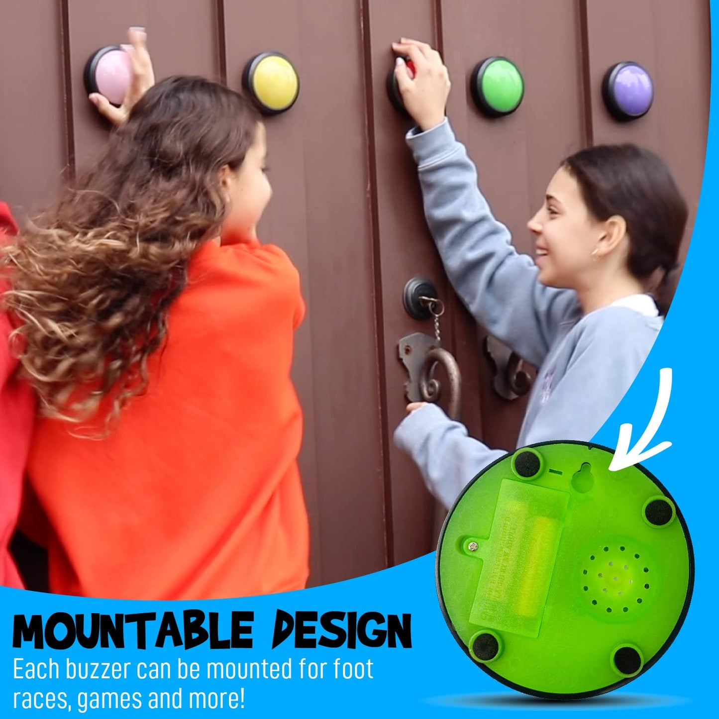 Teacher's Choice 4 Pack Light Up Game Buzzers with Unique Loud Sounds for Each Buzzer | Great for Trivia Games, Family Feud, Jeopardy, Competition, Spelling Bees and More