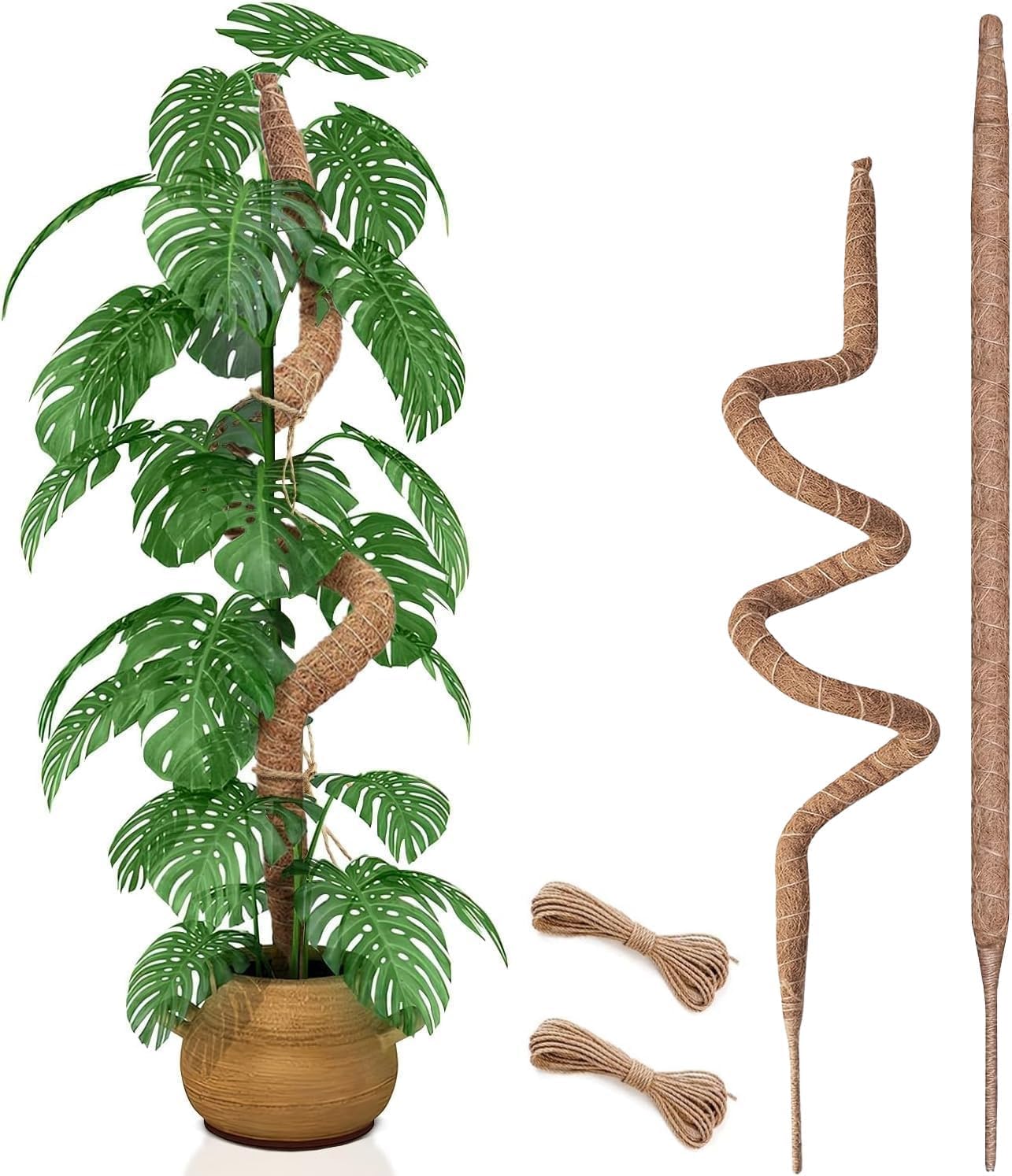 2 Pack 48 Inch Moss Pole, Bendable Moss Pole for Plants Monstera, Tall Moss Poles for Climbing Plants Indoor, Large Support, Garden Trellis Stick Stakes for Plant