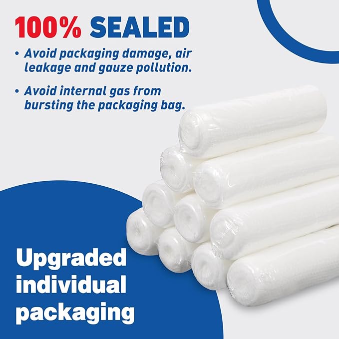 AZEN 50 Pack Gauze Rolls Bandages, 3 in x 4.1 Yards, Premium Medical Supplies & First Aid Supplies, Bandage Wrap Vet Wrap