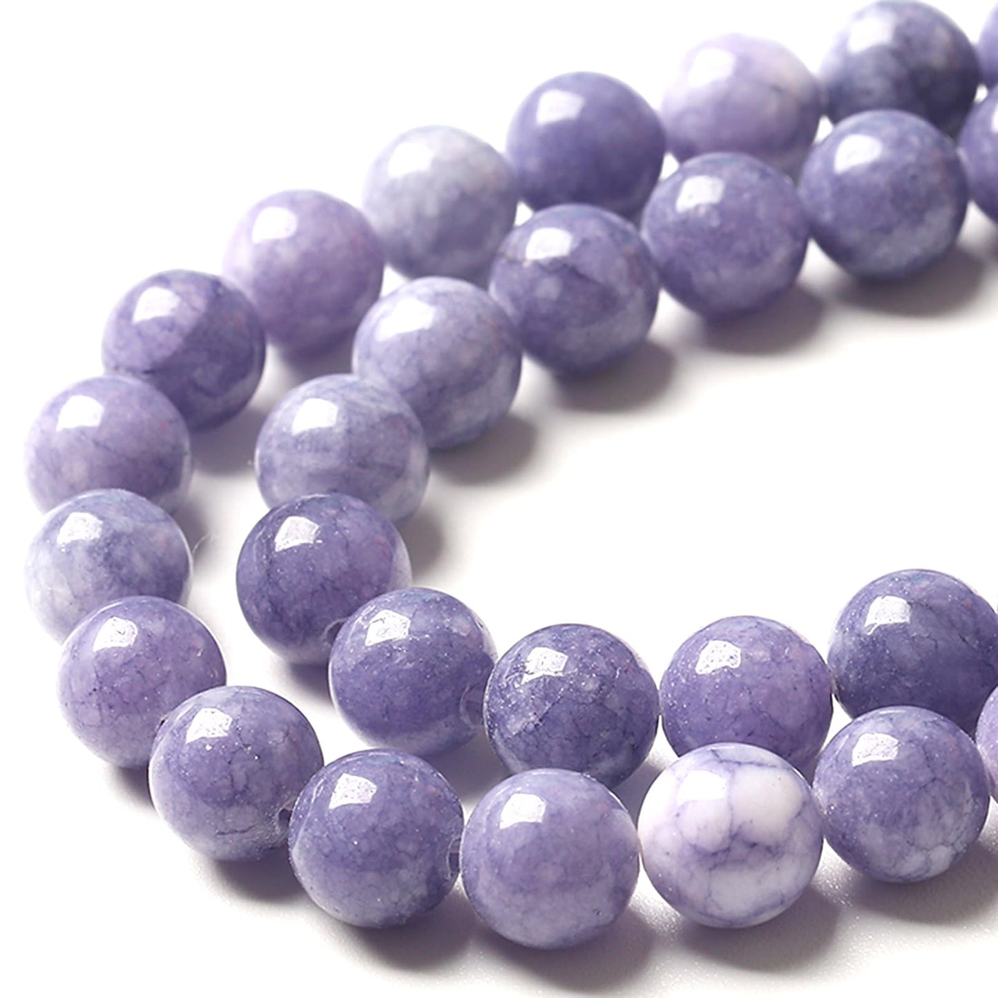 10MM Lavender Purple Chalcedony Natural Stone Round Loose Beads for Jewelry Making and Crafting 72pcs 2 Strands 32"