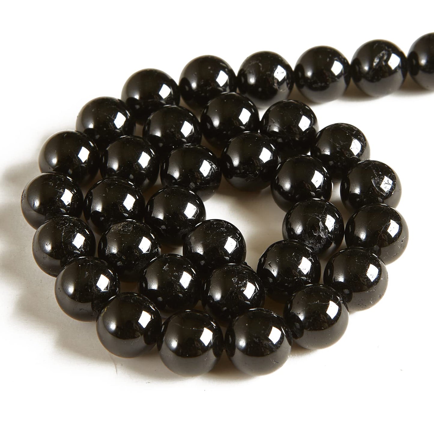 60pcs 6mm Black Tourmaline Beads Natural Gemstone Beads Round Loose Beads for Jewelry Making