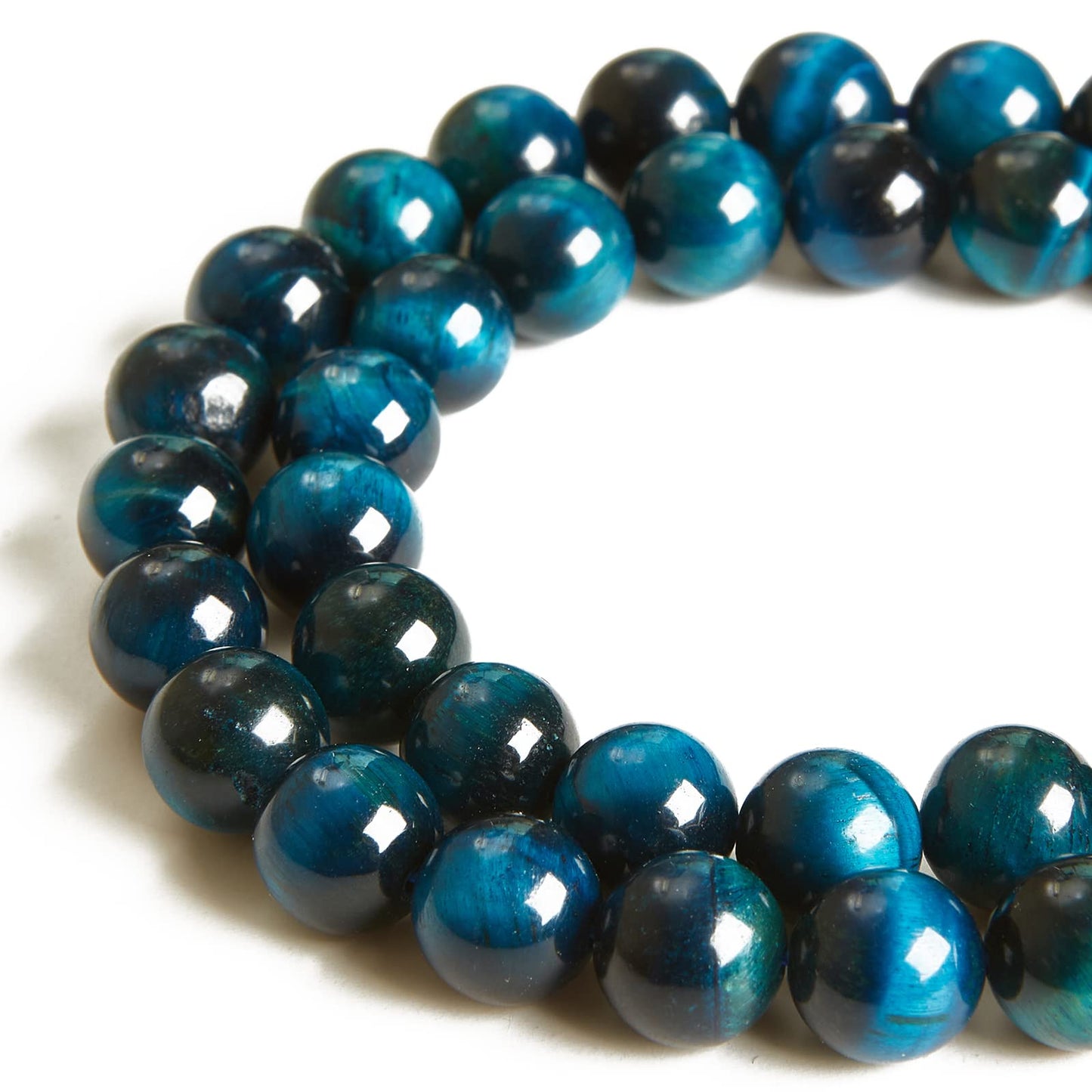 60pcs 6mm Aquamarine Tiger Eye Beads Natural Gemstone Beads Round Loose Beads for Jewelry Making