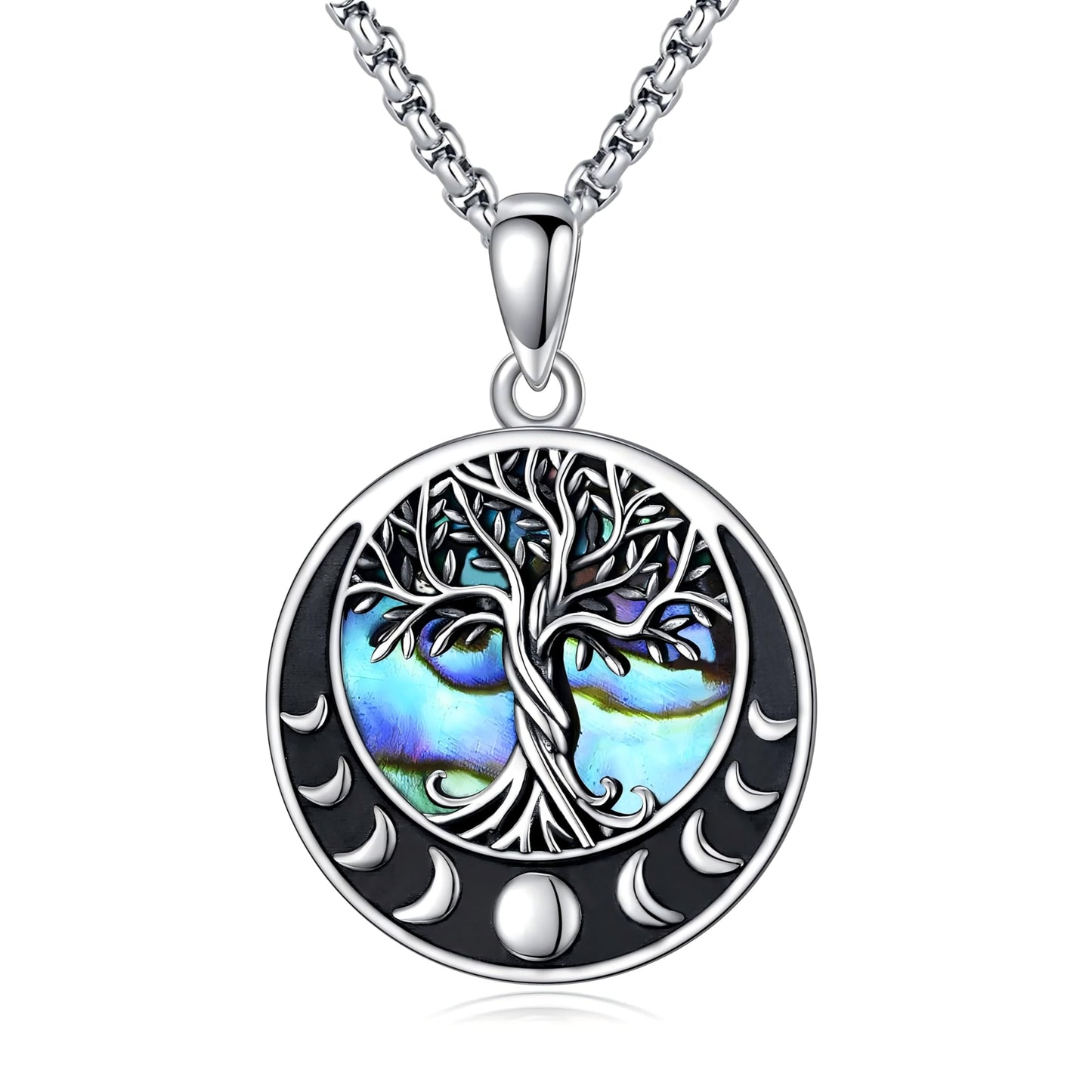 ONEFINITY Tree of Life Necklace Moon Phase Abalone Shell Pendant Tree of Life Jewellery Gift for Women Men