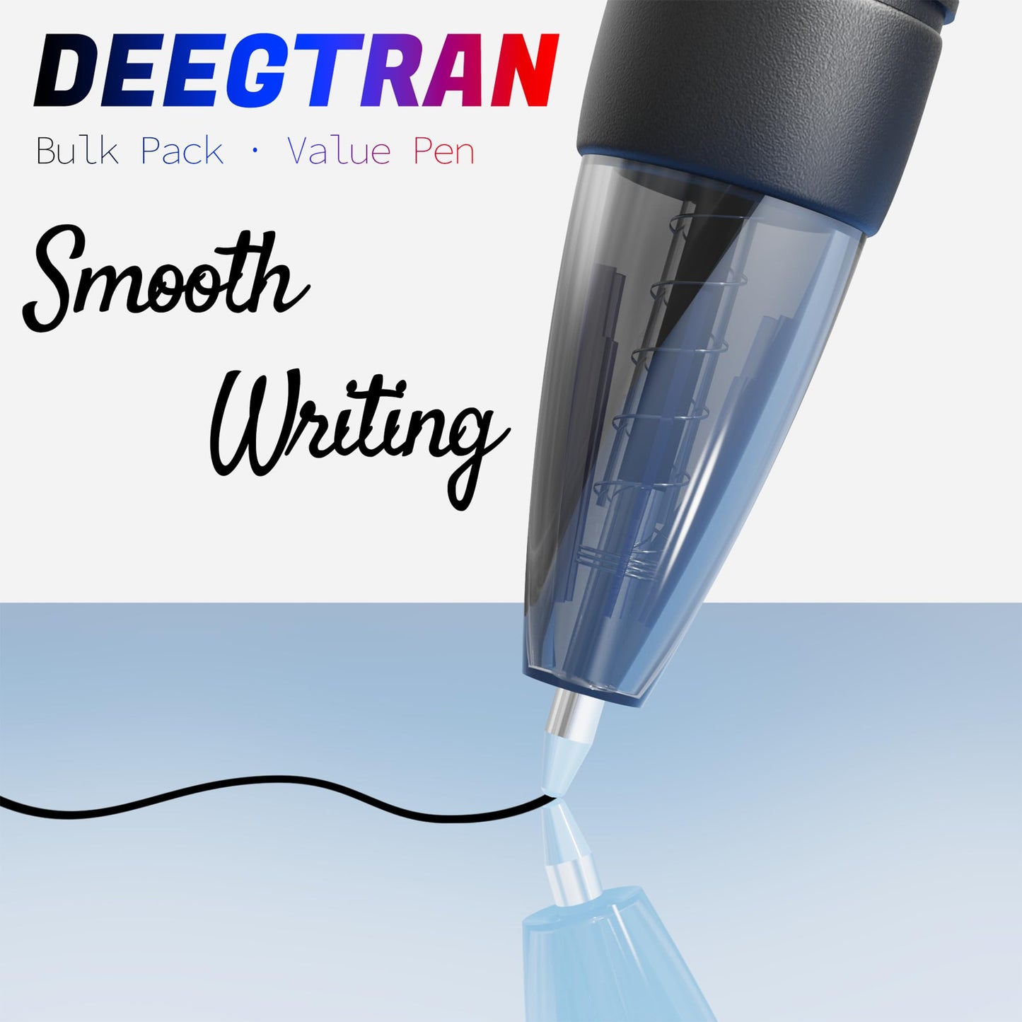 deegtran Pens Bulk, 30 Pack No Bleed Black Ink Click Pens with Soft Grip, Wholesale Retractable Ballpoint Pens for Office School, Medium Point Smooth 1.0MM