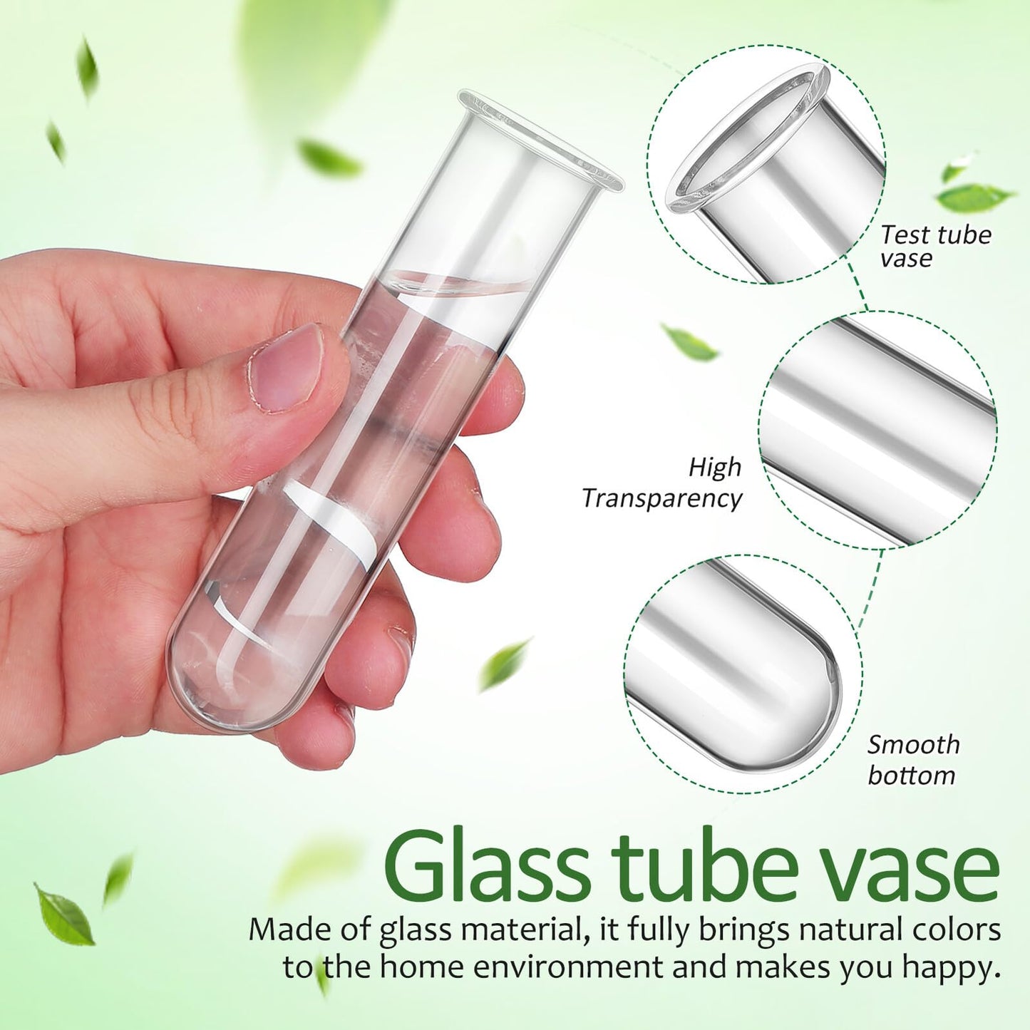 Healifty 5pcs Glass Test Tube Propagation Station for Desk Plant Hydroponics, Small Terrarium Vase Set 2.5x3x11cm, Convenient Hydroponic Plant Propagation Tubes
