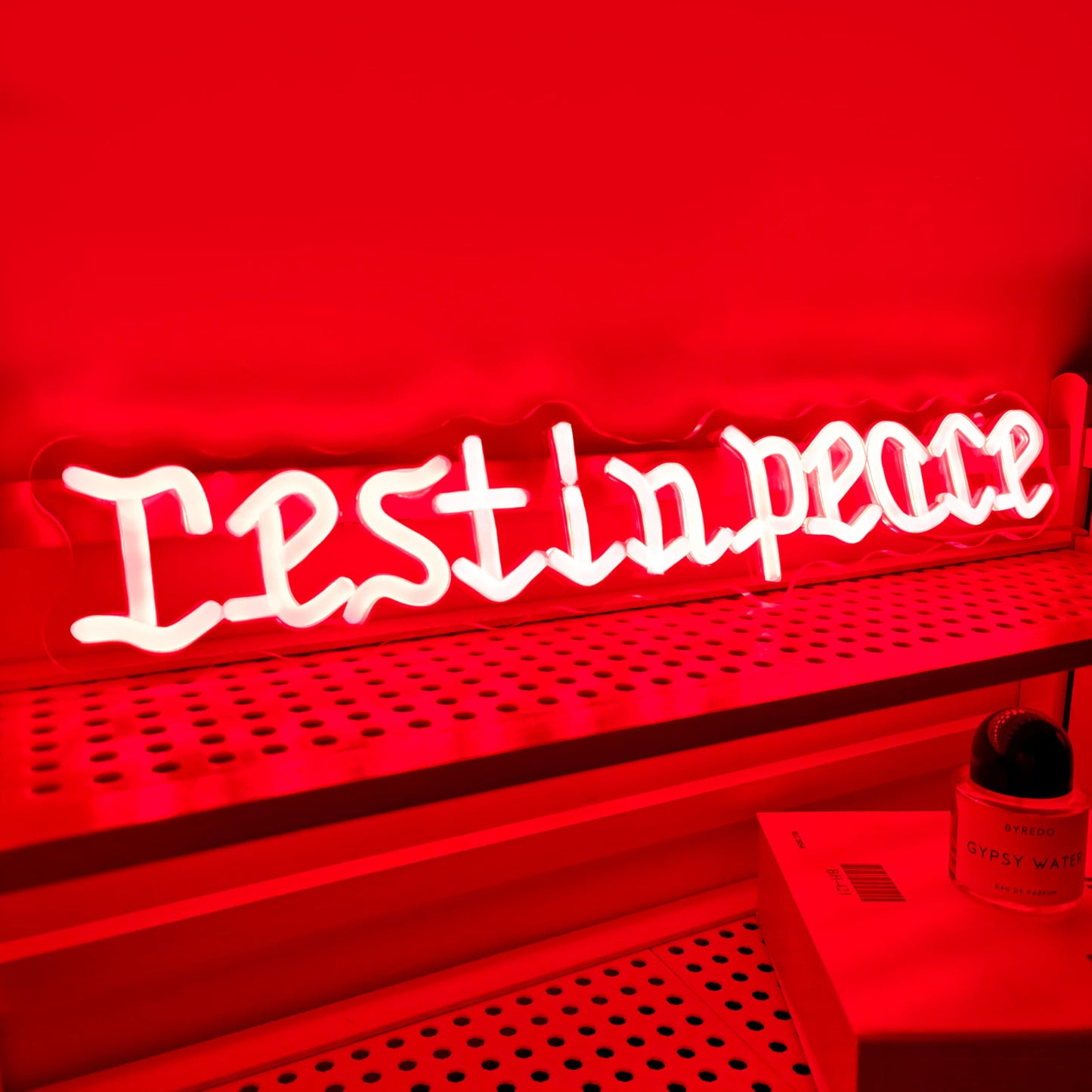 Rest in Peace Red Neon Sign Unique Gothic Halloween Decor Edgy Room Accent Light USB Powered with Dimmer for Bedroom Home Game Room Holiday Party Wall Decor