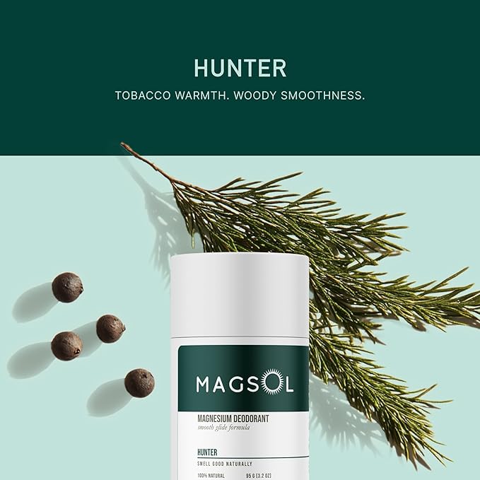 MAGSOL Natural Deodorant for Men & Women | Aluminum Free Deodorant | Gentle on Skin with Sweet Almond Oil & Beeswax | Baking Soda Free | Paraben & Pthalate Free (Hunter)