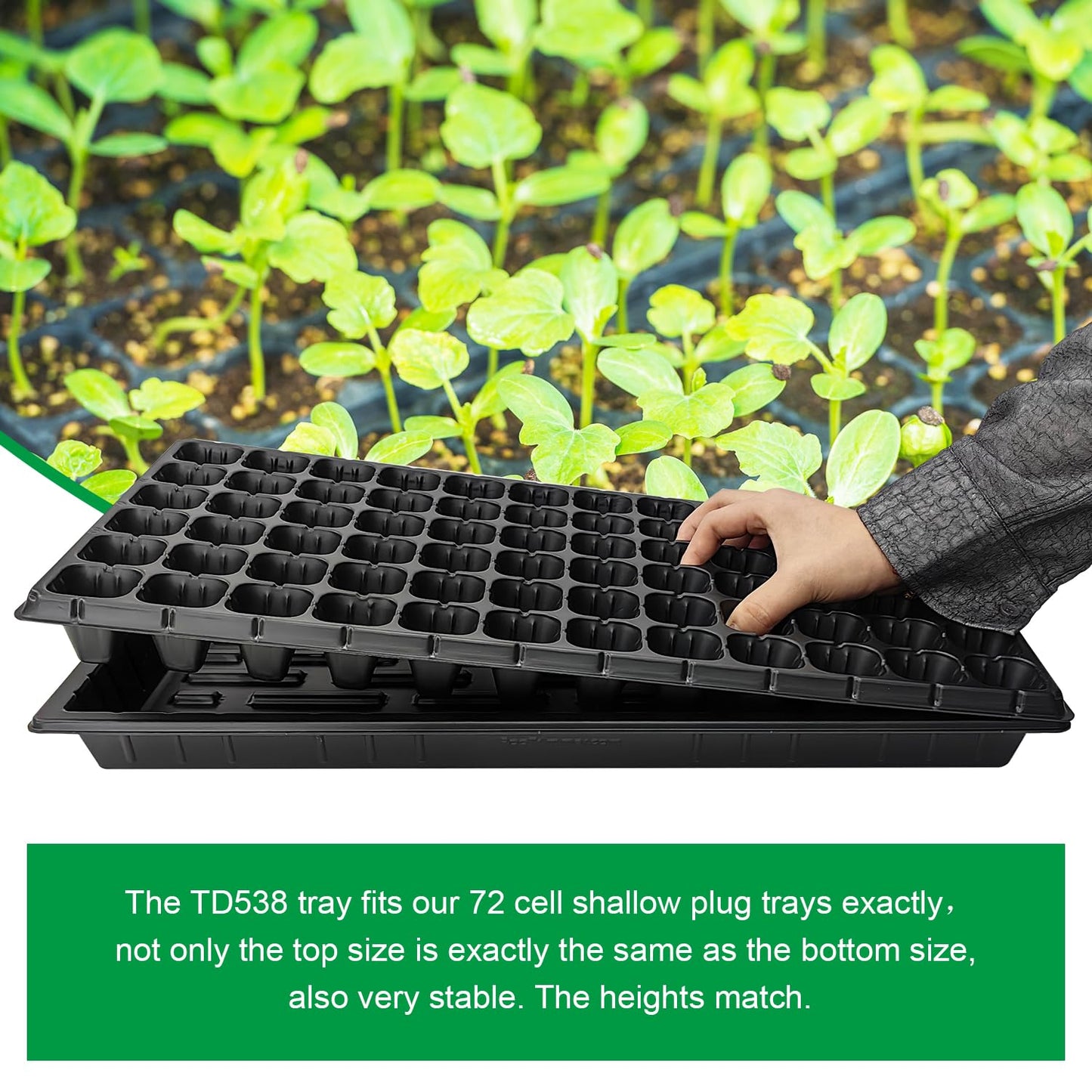 RooTrimmer 10 Pack 1020 Seed Starter Trays and 10 Pcs 72 Cell Plug Trays, Thick Durable Seedling Plastic Nursery Tray for TD538 1020 Tray Germination (10 Sets)