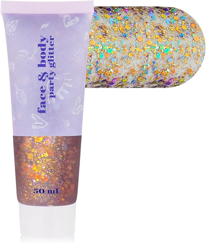 MEICOLY Chameleon Colorful Body Glitter,Chunky Glitter Face Paint,Color Changing Mermaid Face Glitter Gel,Holographic Glitter Sequin for Face Body Hair,Halloween Festival Party Glitter Makeup,50ml