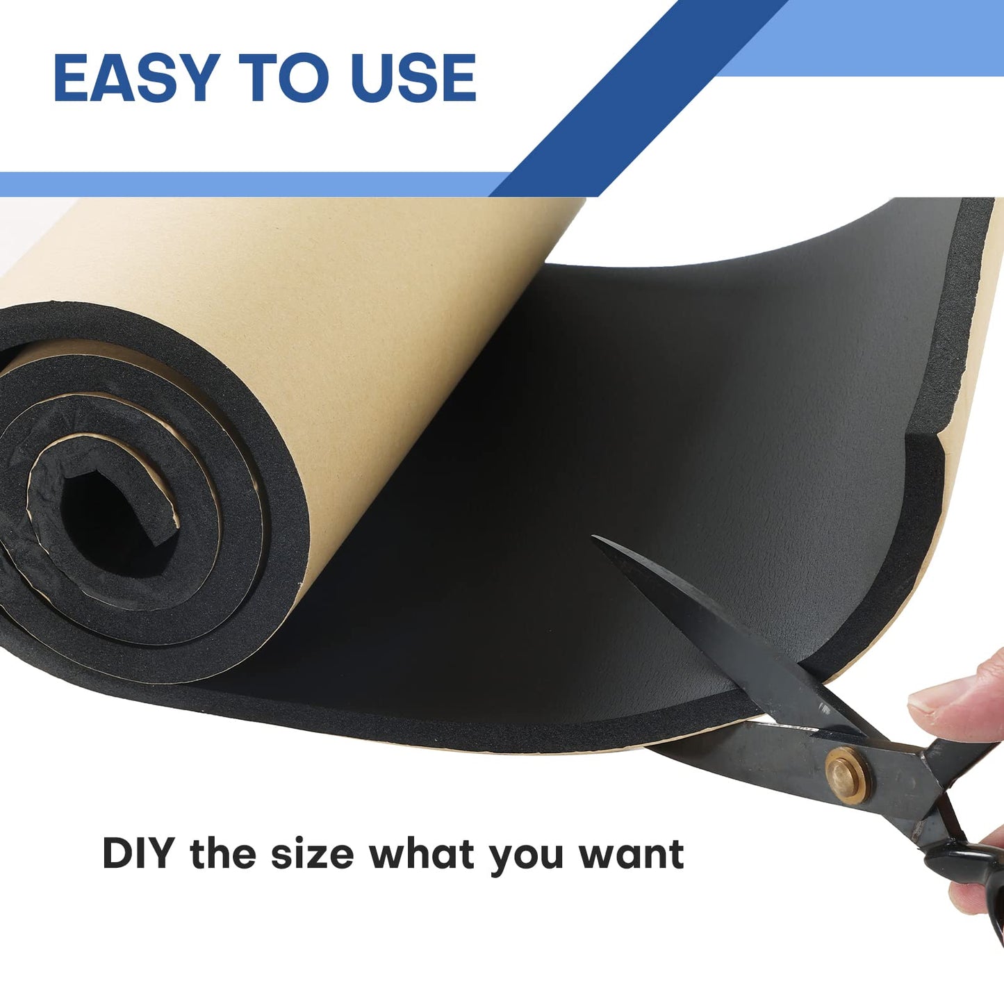 MYFULLY Sponge Neoprene Roll with Adhesive, Waterproof Foam Rubber Sheet Cut to Multiple Dimensions and Lengths for Shock Pad, Gaskets, DIY, Crafts (1/2" Thick x12 Wide x 54" Long)