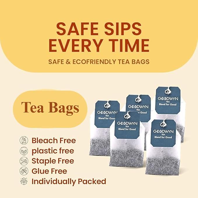 Goodwyn Second Flush Darjeeling Black Tea – 100 Plastic-Free, Individually Wrapped Tea Bags | Low Caffeine, Sugar-Free, Fruity Floral Muscatel Taste | Daily Tea, Premium Indian Origin Chai | Tea Sampler Gift Set, Eco-Friendly, Organic Black Tea