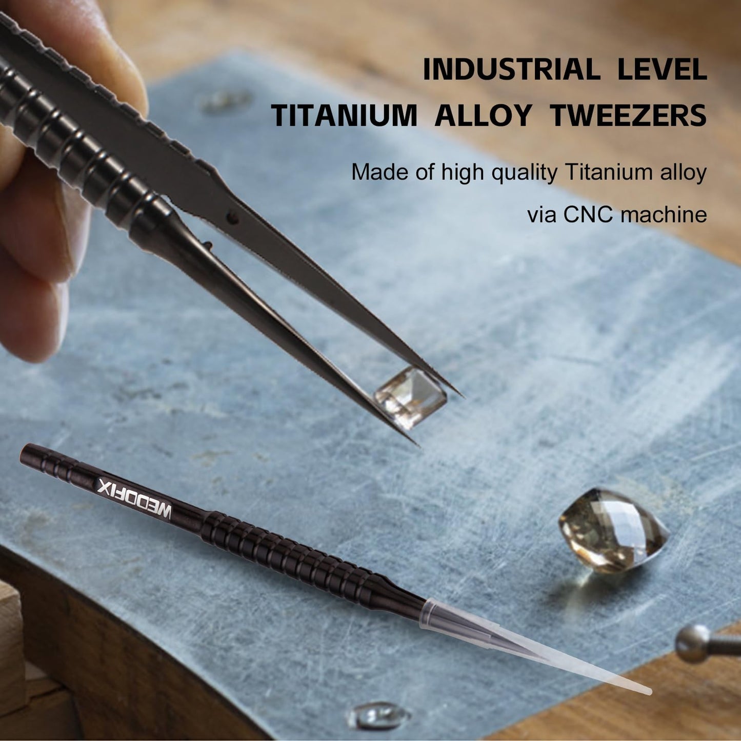WEDOFIX Ultra Fine Precision Titanium Tweezers with Sharp Tips Non-magnetic Anti-corrosive Black Tweezer for Micro Soldering Work Electronics Jewelry Making