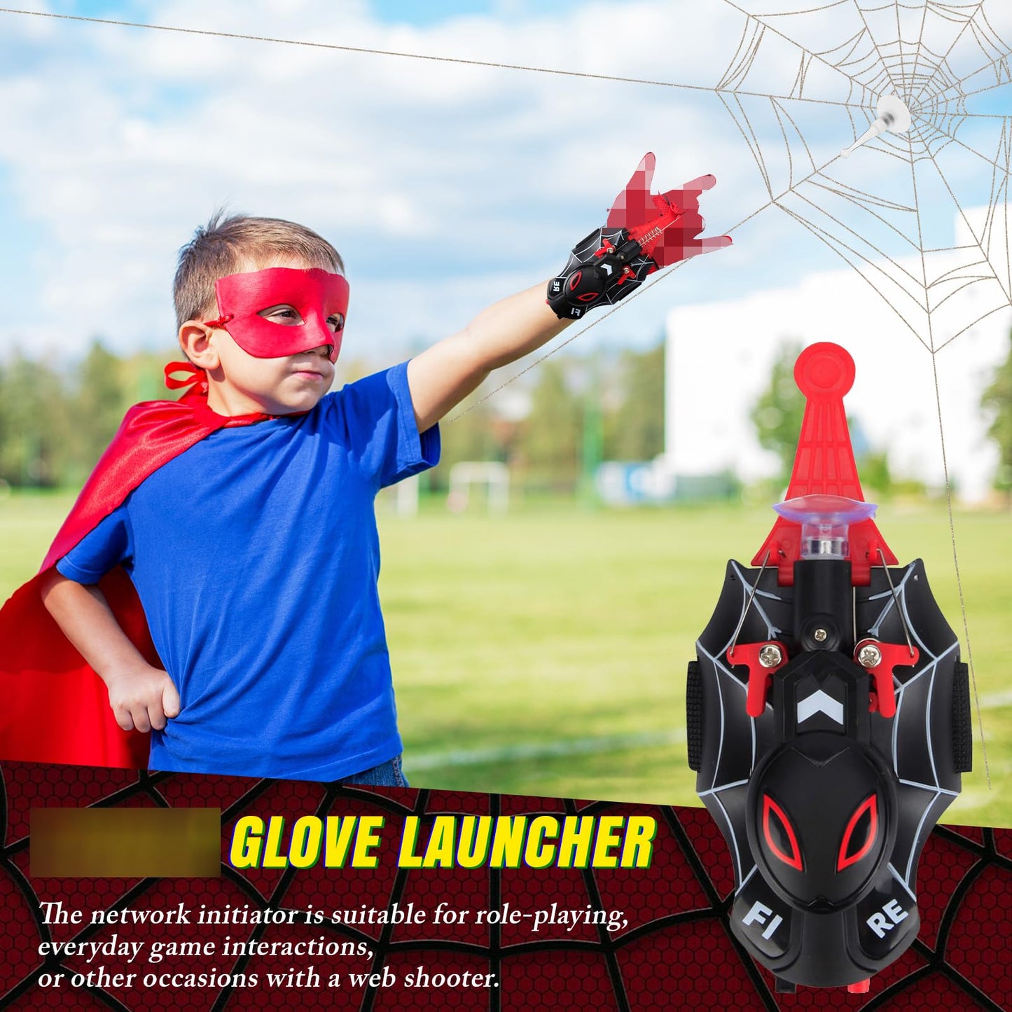 Spider Web Shooters,Web Shooter with Gloves, String Launcher Toy with Real Silk Reel-in Action, Web Launcher Spider String Shooter Toy, Web Shooter with Gloves