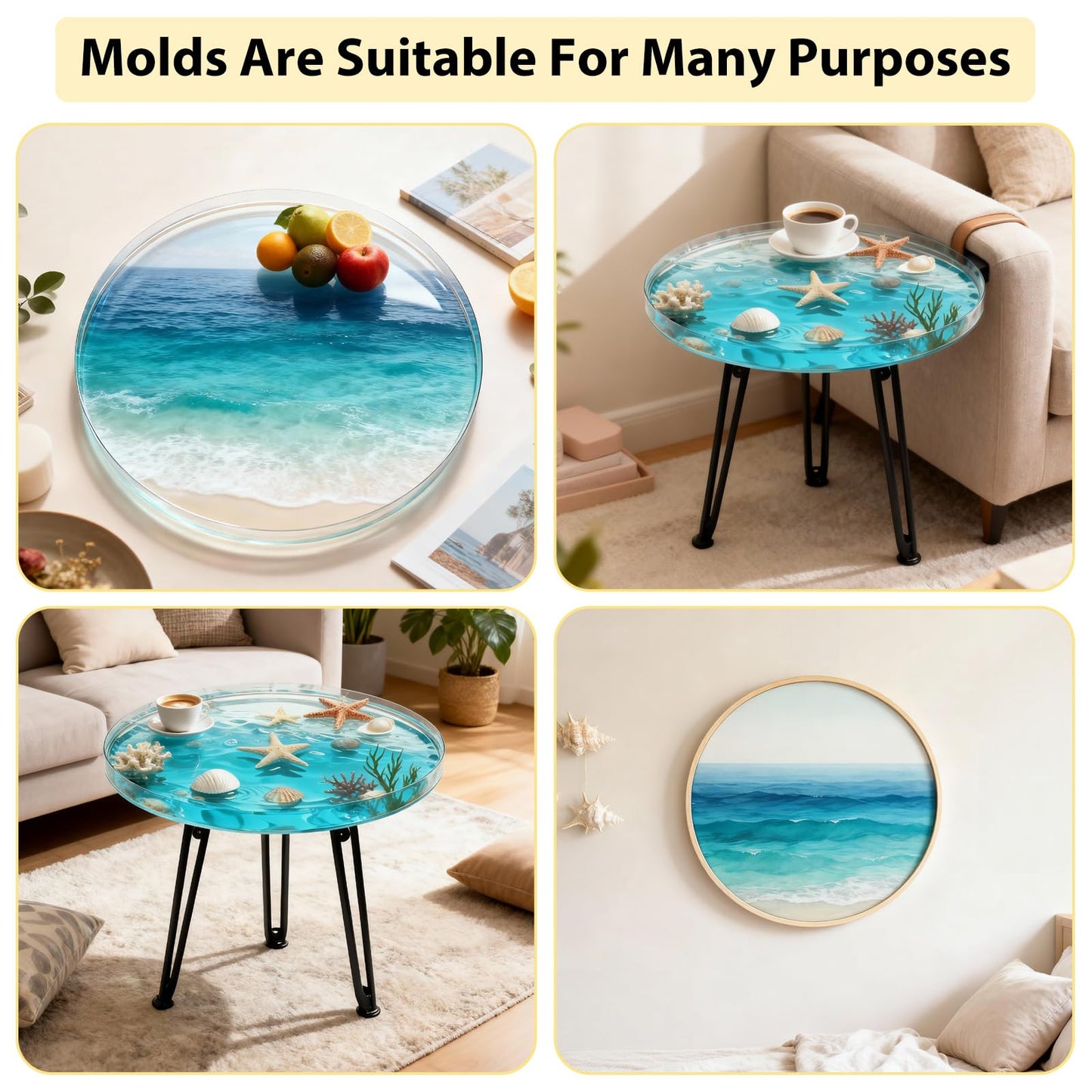 Extra Large Round Resin Table Molds, 20 inch Epoxy Resin Table Silicone Mold for Art Home Decor, DIY Artwork, Floral Preservation Bouquet Mold & Charcuterie Board Tables Coffee Table