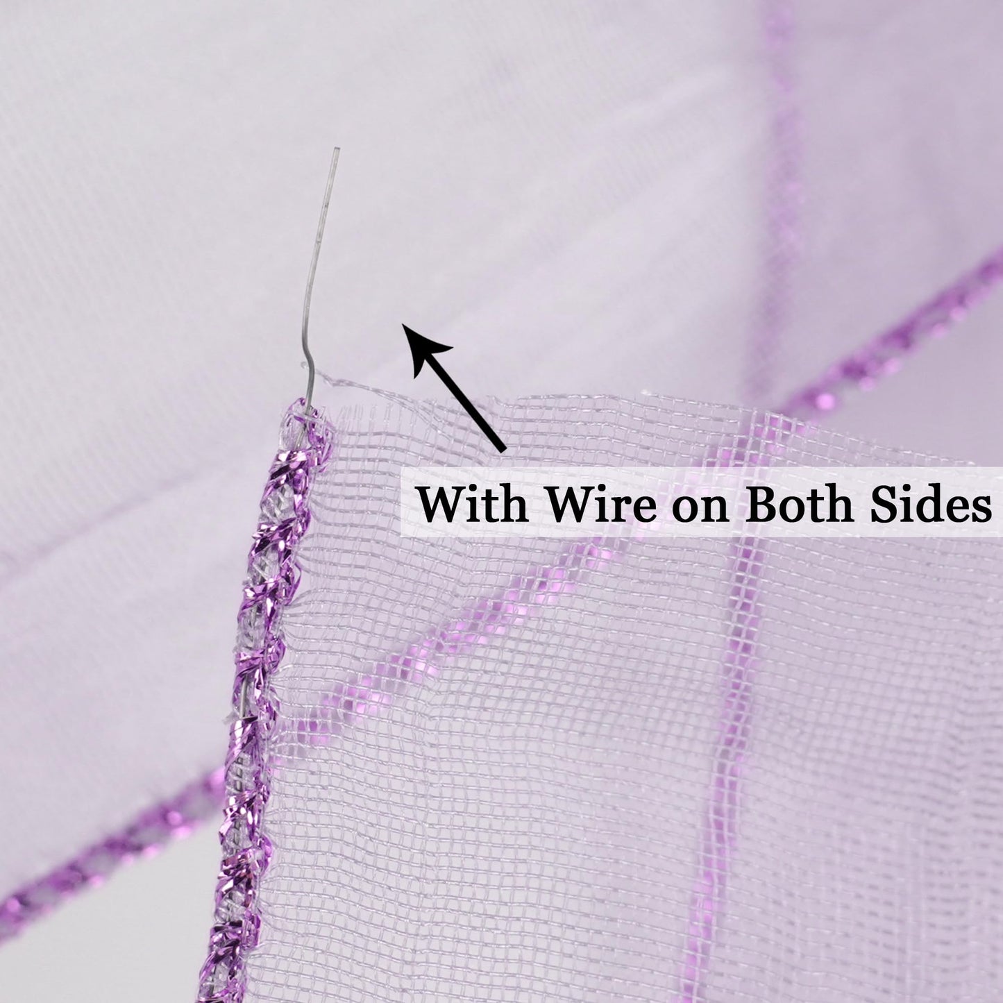 HUIHUANG Purple Crinkle Wired Ribbon 2.5 inch Metallic Crinkle Lavender Wreath Ribbon for Gift Wrapping Basket Bows Making DIY Crafts Home Decor - Continuous 10 Yards