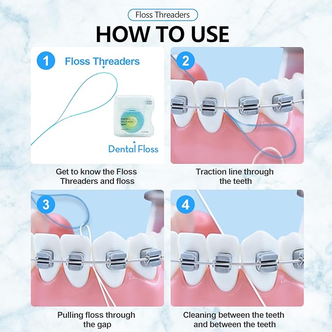 RAZOKO Floss Threaders | Dental Floss Threaders for Braces, Bridges, and Implants |420PCS (Pack of 6)