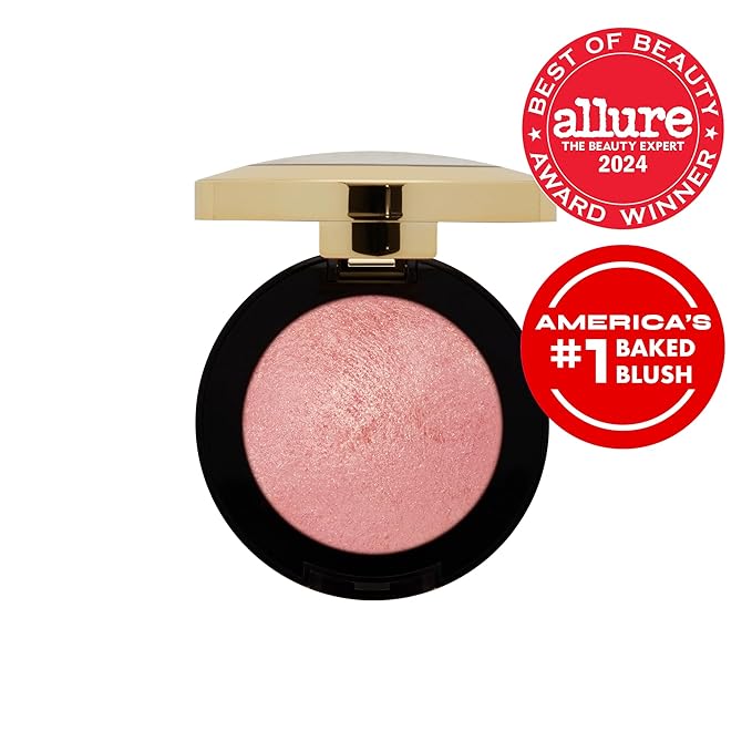 Milani Baked Blush, Powder Blush for Cheeks, Cruelty Free Makeup - Shape, Contour & Highlight Face for a Shimmery or Matte Finish -Dolce Pink
