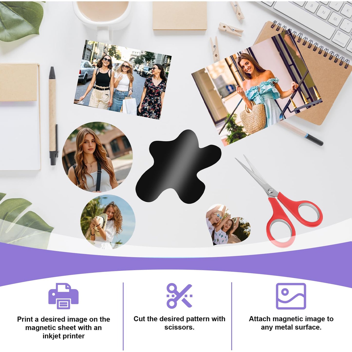 Printable Magnetic Sheets 8.5x11 Inches Matte Magnet Paper Sheet 24 Pcs Non Adhesive Magnetic Paper for Inkjet Printers, Flexible Magnet Photos for DIY Crafts