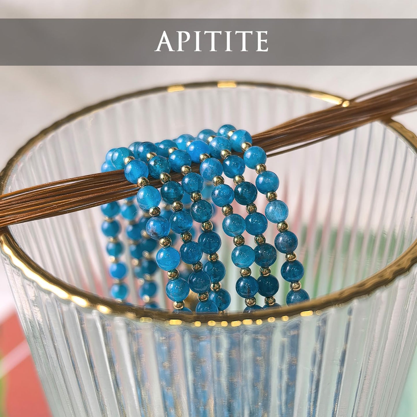 Morchic 3mm Blue Apatite Natural Gemstone Beaded Bracelet for Women, Dainty Charm Tiny Jewelry, Adjustable 7.1-8.6", Ideal Birthday Holiday Gift