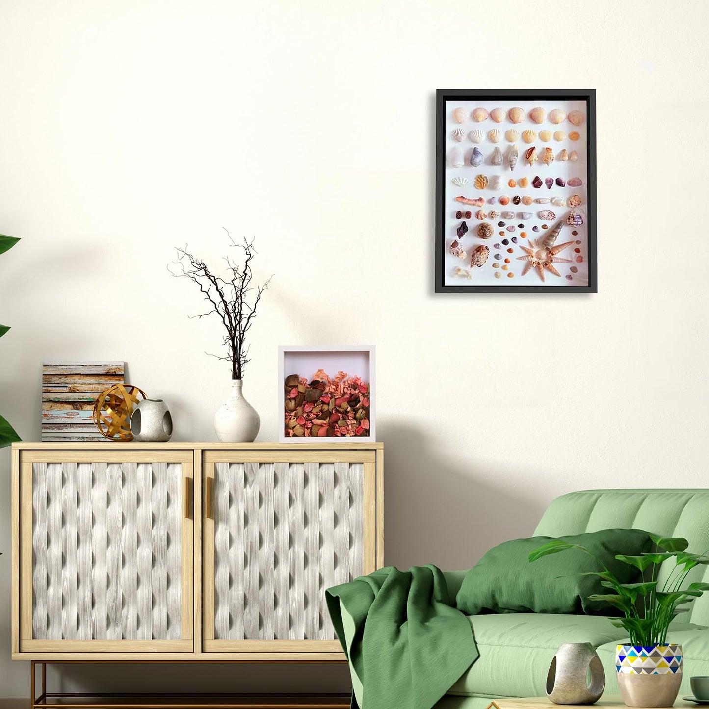 Califortree 8x10 Shadow Box Frame with Soft Linen Back - Metal Push Pins Included, Memory Shadow Box Display Case for Bouquet Awards Medals Wedding Photos and More, White