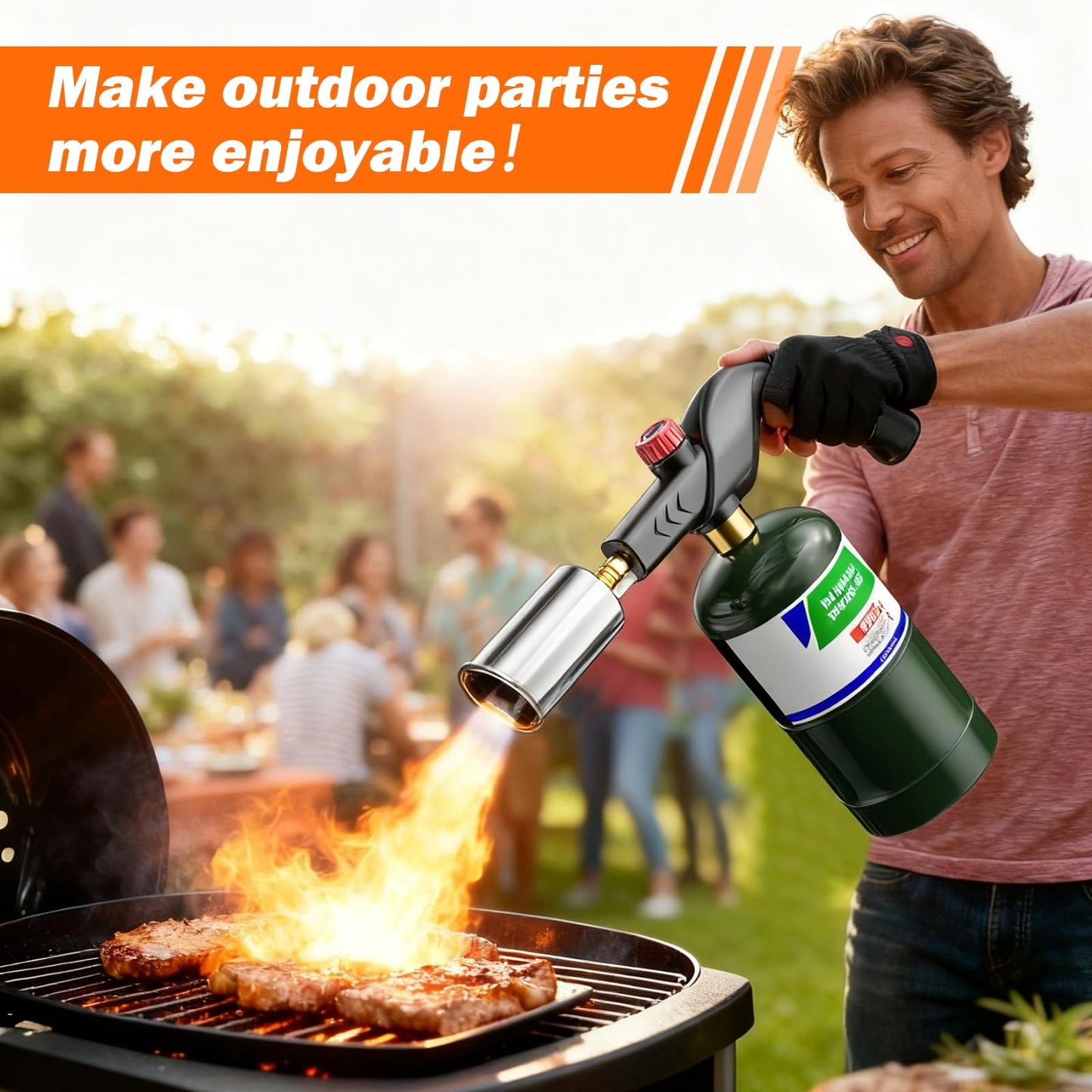 Yunziling Propane Torch – Adjustable Grill Torch with Flame Control for Steak, BBQ, Campfire & Charcoal Starter – Professional Kitchen Torch for Culinary & Outdoor Use (Propane Tank Not Included)