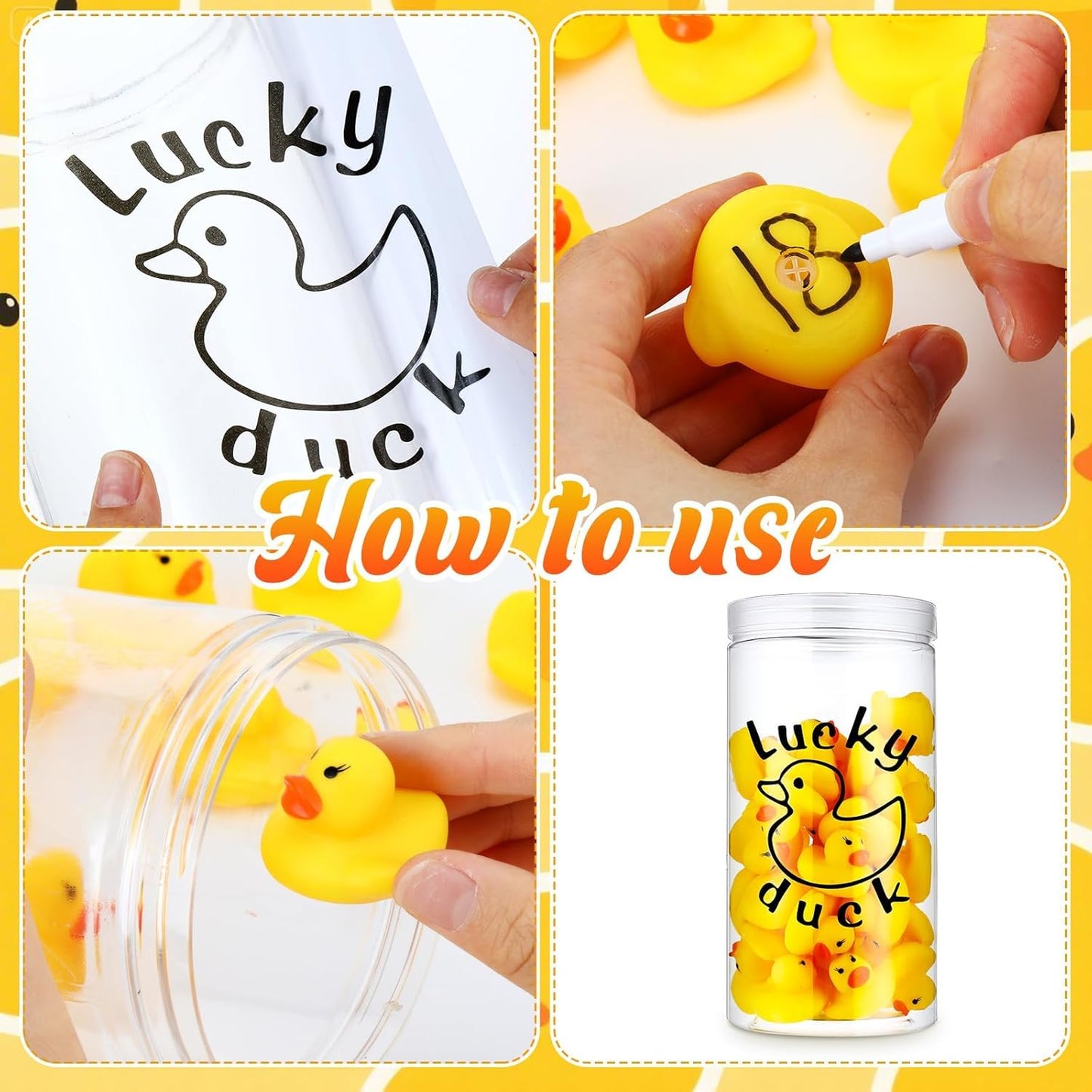 50-Pieces Float & Squeak Mini Duck Stress Relief Toys Stress Balls for Adult, Mini Round Eye Rubber Ducks Squeeze Fun for Birthday Party Office Christmas Stocking Stuffer Gift