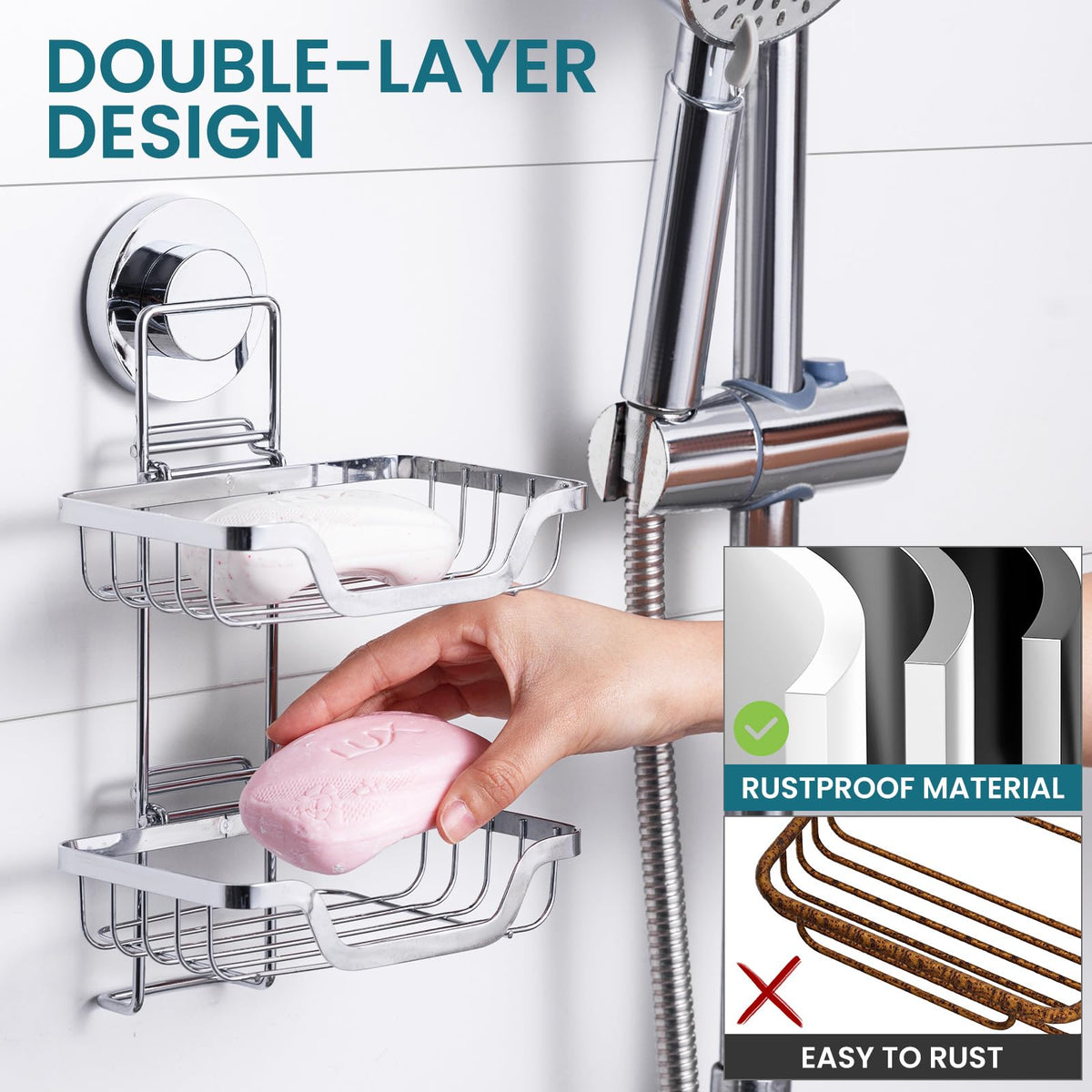 Soap Dish Bar Soap Holder Suction Cup (2 Count)