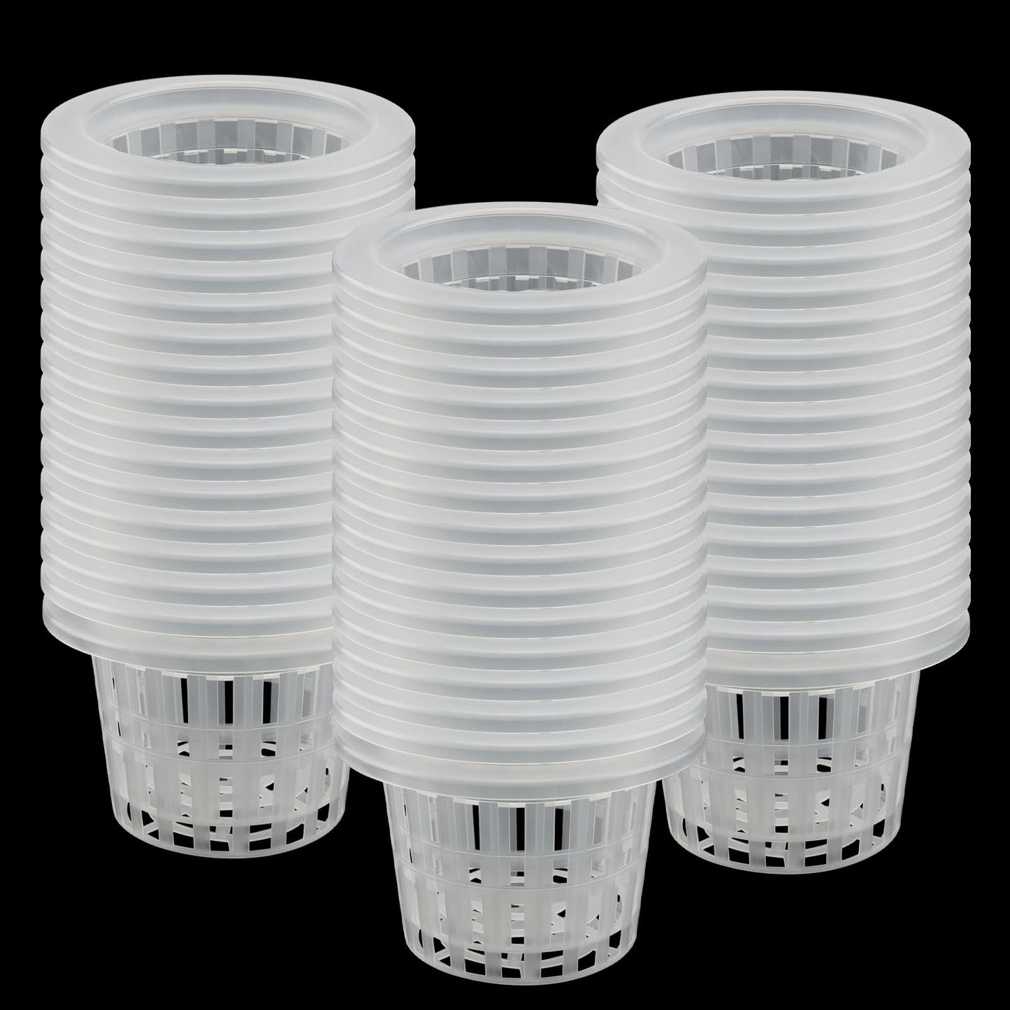 JOIKIT 50 Pack 4 Inch Plastic Net Cups Pots, Hydroponics Growing Net Pots, Garden Slotted Mesh Net Cups for Hydroponics Aquaponics Orchids, Clear
