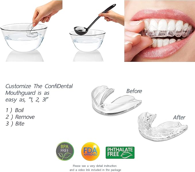 The ConfiDental Mouth Guard for Grinding Teeth at Night - 2 Models for Larger Mouth Pack of 6 Moldable Dental Night Guards for Teeth Grinding and Clenching Teeth Grinding Mouth Guard for Sleep