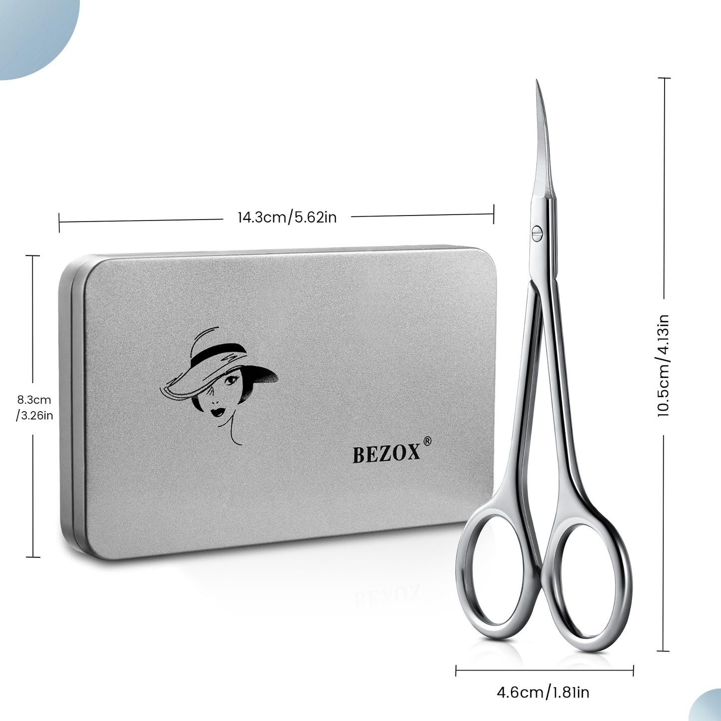 BEZOX Curved Cuticle Scissors – Precision Little Manicure Scissor Extra Fine Tip for Women, Sharp, Sleek, and Designed Finger Nails Scissor for Flawless Nail Care - Silver
