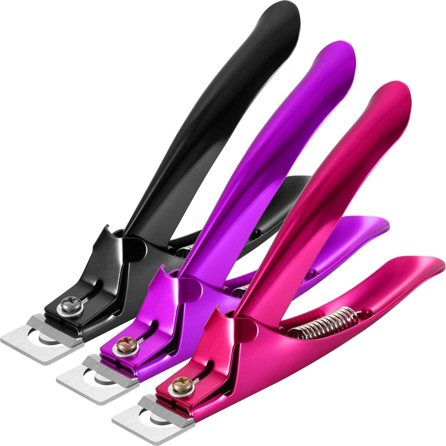 Yaomiao 3 Pcs Professional Acrylic Nail Tip Clipper – Adjustable Nail Cutter with Sharp Stainless Steel Blade for Fake False Nails, Square Round Coffin Shapes, Salon Home DIY Manicure Tool