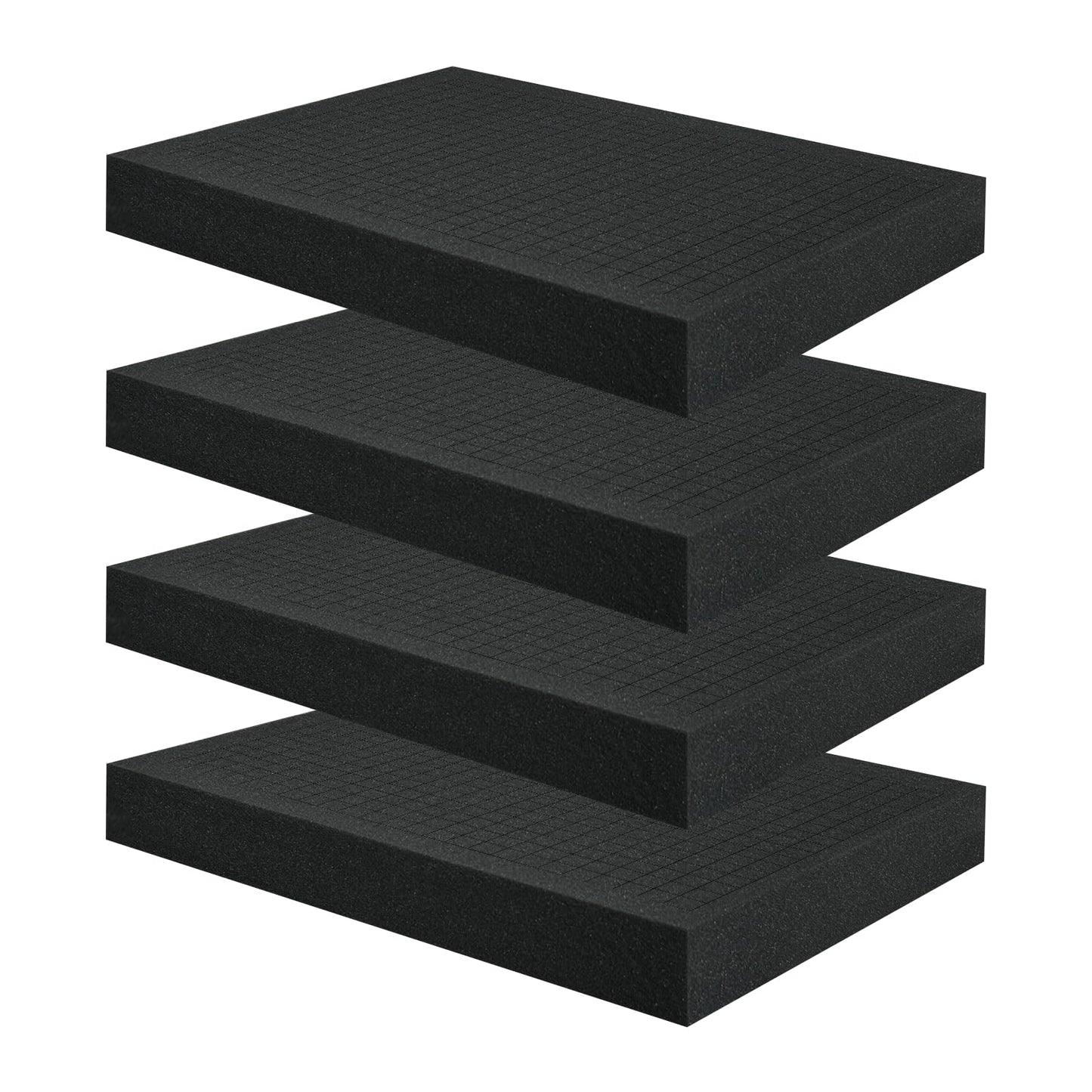 4 Pcs Pick and Pluck Foam 16 x 12 x 2 Inch, Foam Inserts For Cases, Gun Case Polyurethane Foam Sheet for Toolboxes, Storage Drawer, Camera Storage, Game Box, Crafts (16"x12"x 2", 4Pack)