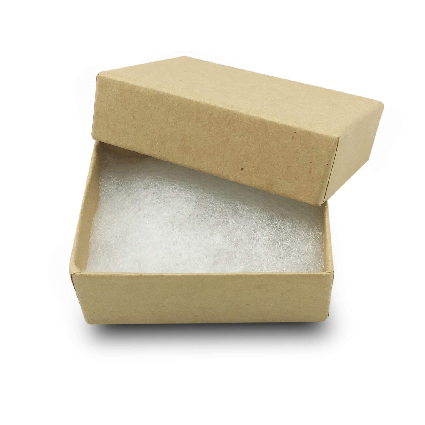 TheDisplayGuys - 100-Pack #11 Cotton Filled Cardboard Paper Jewelry Boxes Gift Case - Kraft Brown (2.1" x 1.5" x 0.8") - for Shipping or Storage
