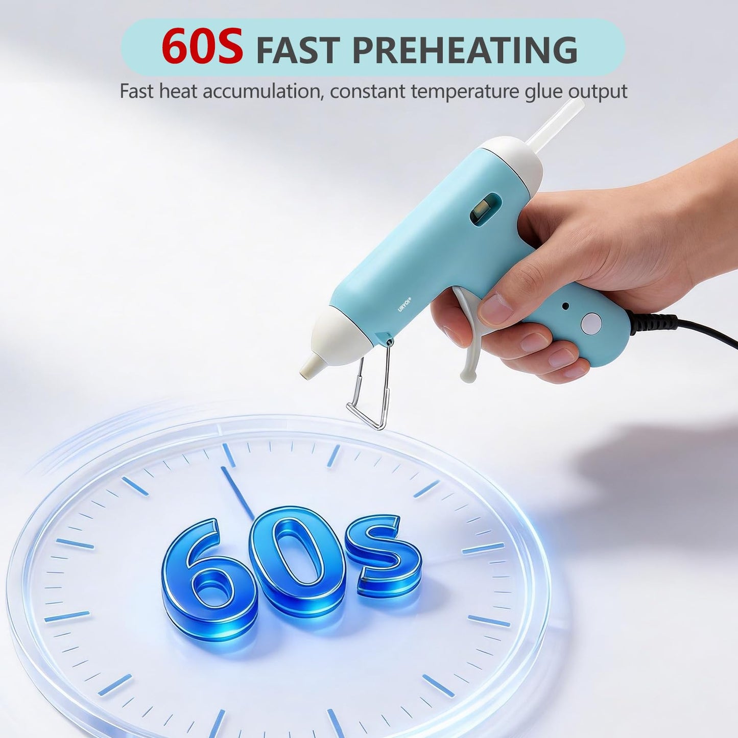 20W Fast Heating Hot Glue Gun, Anti-Drip No Drip Hot Melt Glue Gun with 20 Glue Sticks, 90s Quick Preheat Mini Glue Gun for DIY Crafts, School Projects, Home Repairs & Art Creation (Blue)