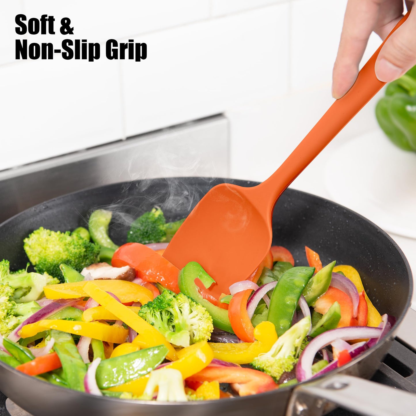 4-Piece Silicone Spatula Scrapers: Doosu 600°F Heat Resistant Food Grade Kitchen BPA Free Rubber Baking Cooking Tool Nonstick Utensil Set for Mixing, Scraping, Folding, Stirring, Serving (Multi-4)