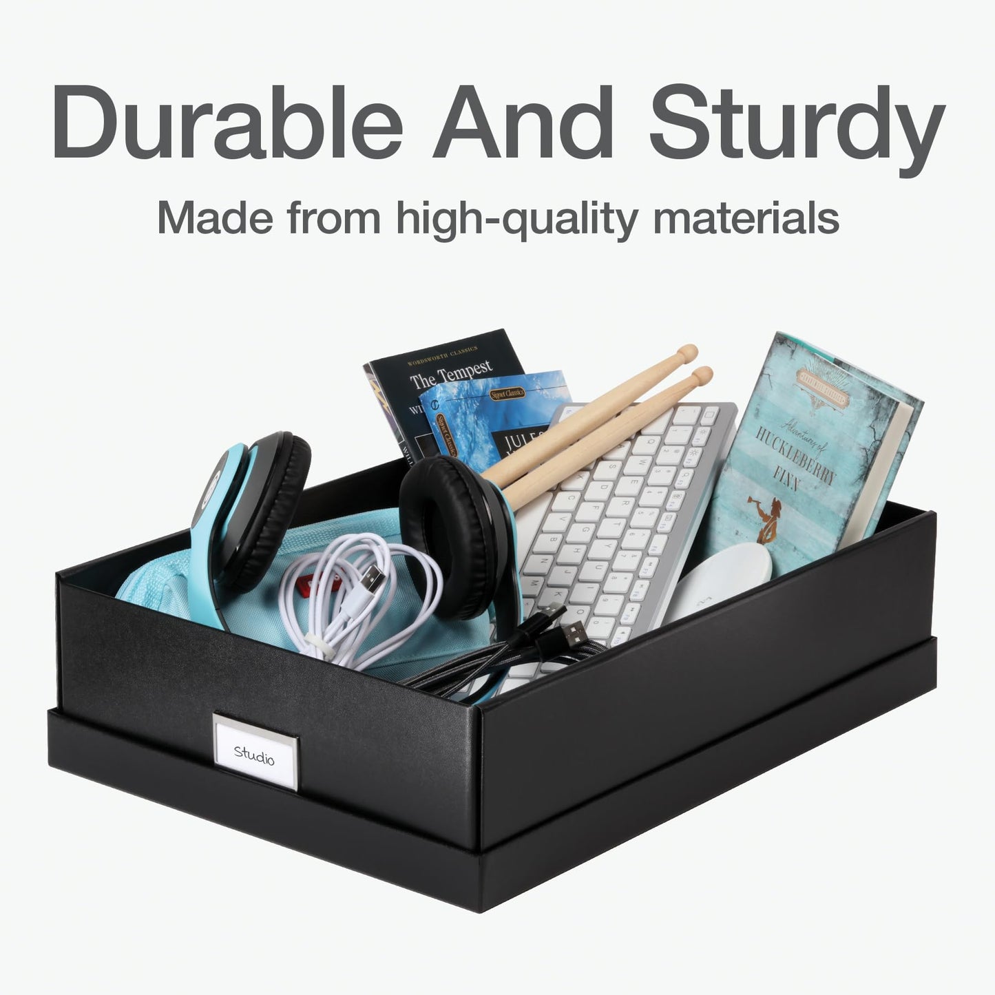 Oxford Keepsake Box, Protective Storage Box, Home and Office Organizer, Photo Storage Box, Souvenir Organizer, Large, 16" x 12" x 4 1/4" (41787)