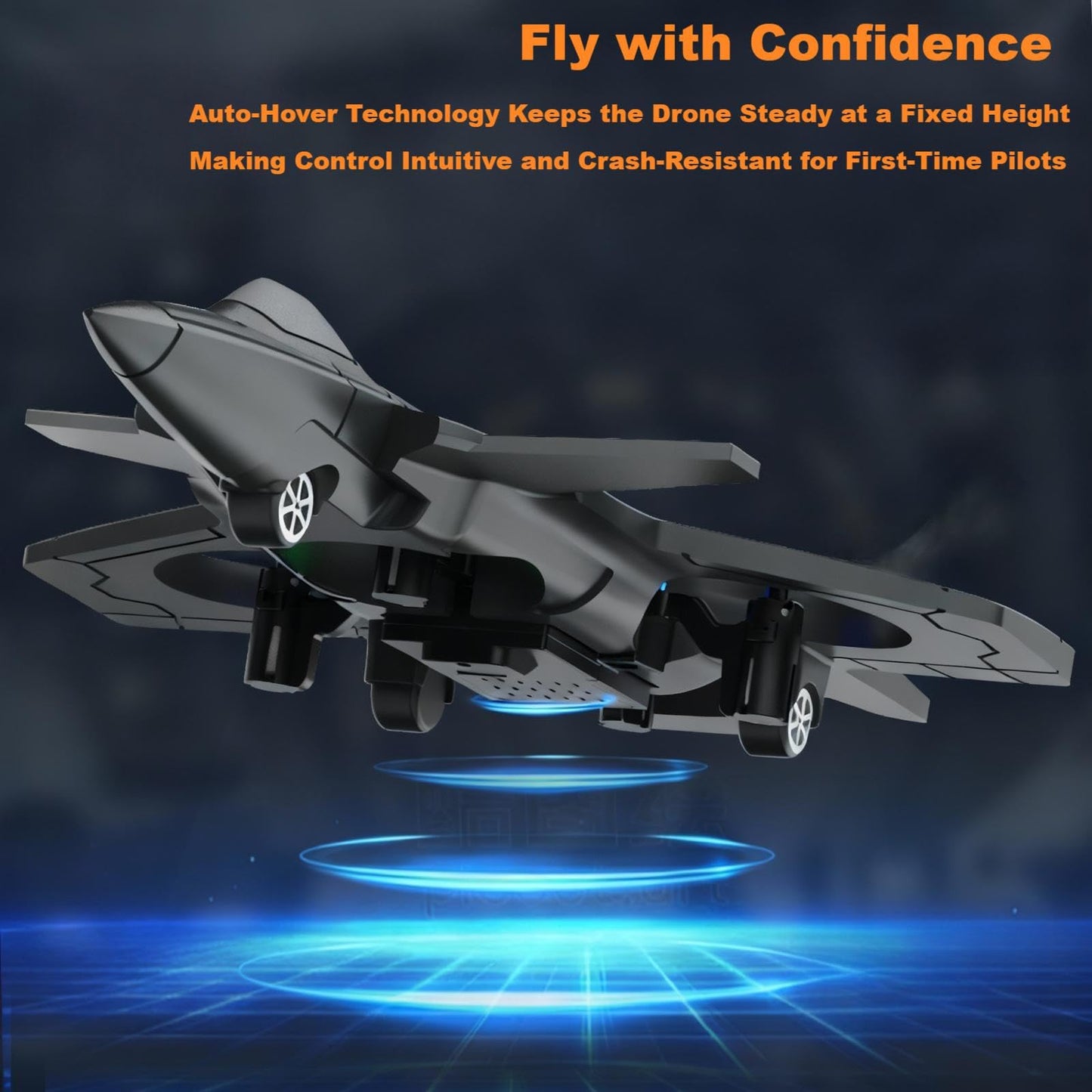 BEACONDESI F47 RC Fighter Drone for Kids, Remote Control Airplane with Altitude Hold, RC Jet Drone Toy with LED Lights, Easy to Fly RC Airplane for Beginners Boys Girls