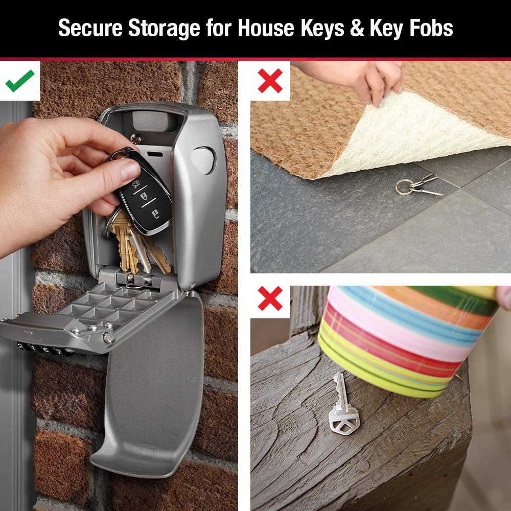 Master Lock Heavy Duty Wall Mount Key Lock Box, Holds 5 Keys - Ideal for Landlords and Property Managers, 5415D
