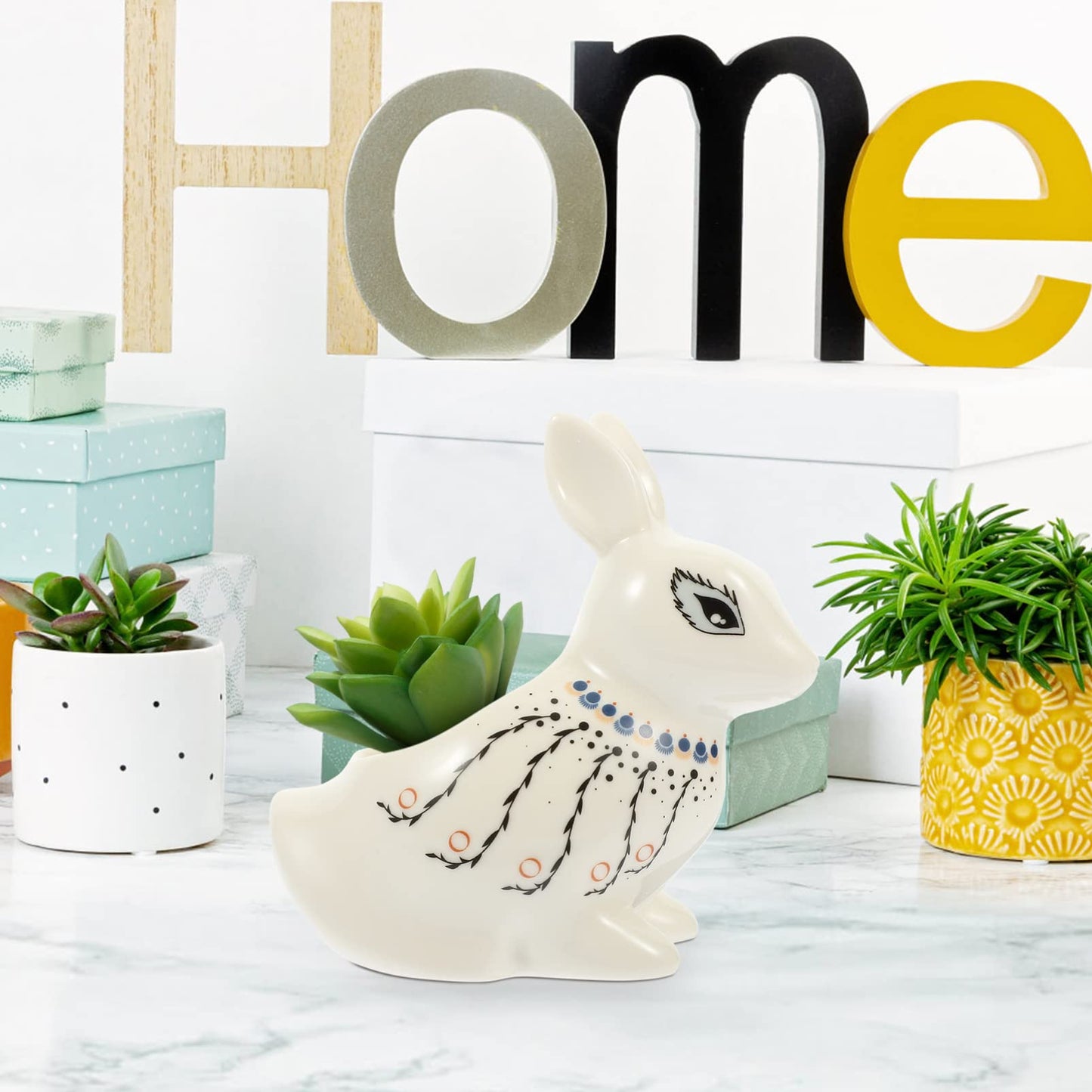 GANAZONO Flower Pots Mini Ceramic Bunny Planter Decorative Cartoon Rabbit Small Flower Pot Succulent Planter for Succulent Plant Cactus Flower Style 2 Animal Succulent Pots