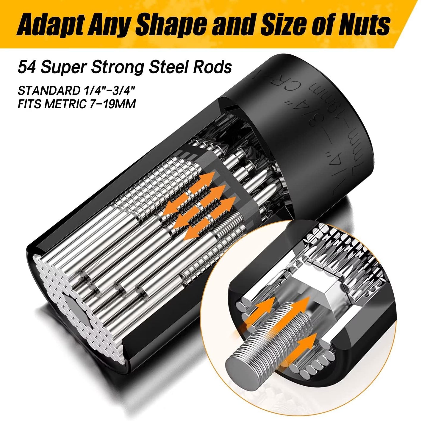 Stocking Stuffers for Adults Men, Super Universal Socket Tools Gifts Socket Set with Power Drill Adapter(7-19 Mm) Christmas Gifts for Men Dad Handyman Husband Him, Cool Gadgets