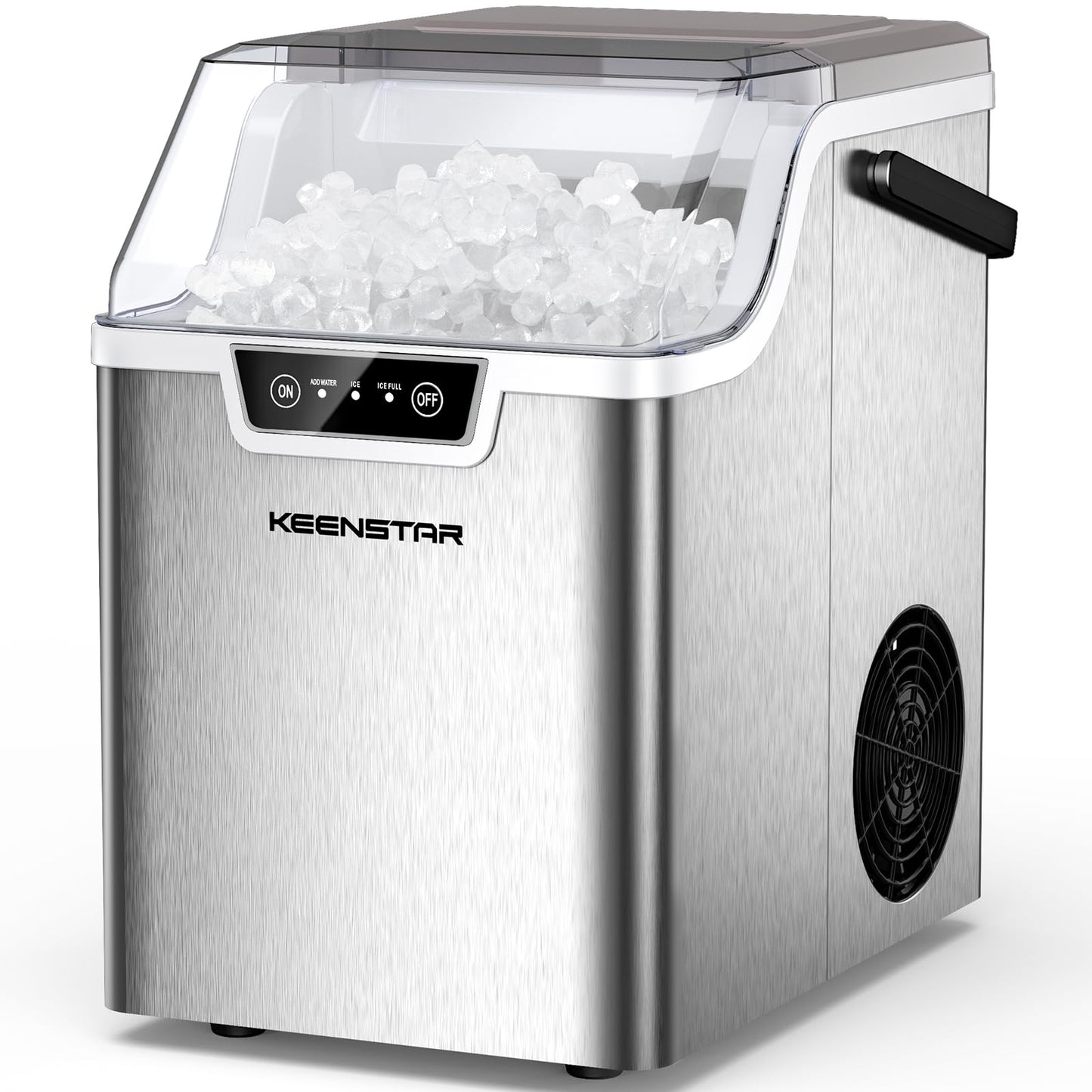 KEENSTAR Nugget Countertop Ice Maker with Soft Chewable Ice, 40lbs/24H Pebble Ice Machine for Home/Party/RV/Camping with Basket and Scoop, Auto-Cleaning
